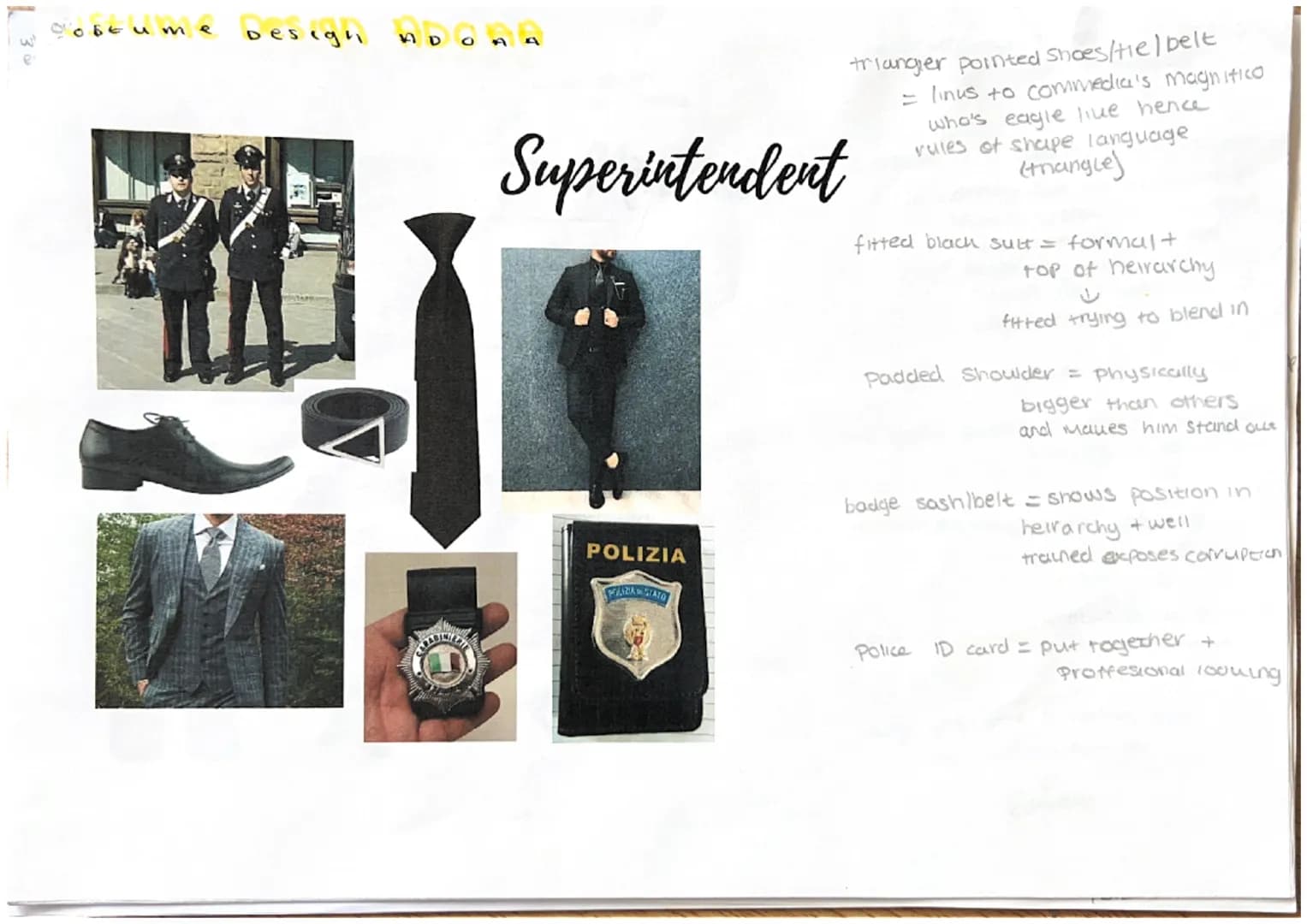 Costume elements:
> costume shapes can create
different impressions of characters

different
costume elements
can change how an actor
stands