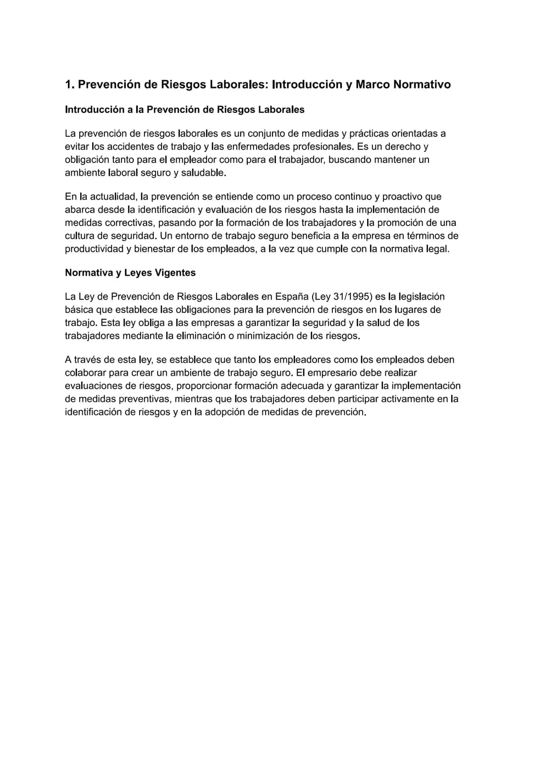 # 1. Prevención de Riesgos Laborales: Introducción y Marco Normativo

Introducción a la Prevención de Riesgos Laborales

La prevención de ri