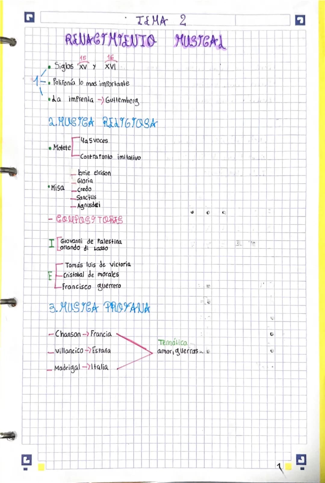 Tera
1
LA MÚSICA EN LA EDAD MEDIA
1.Periodo -> 5.V al S.XV (1000 años)
2. Tipos de música -> Beligiosa/Profana
3. Música Religiosa
- Canto g