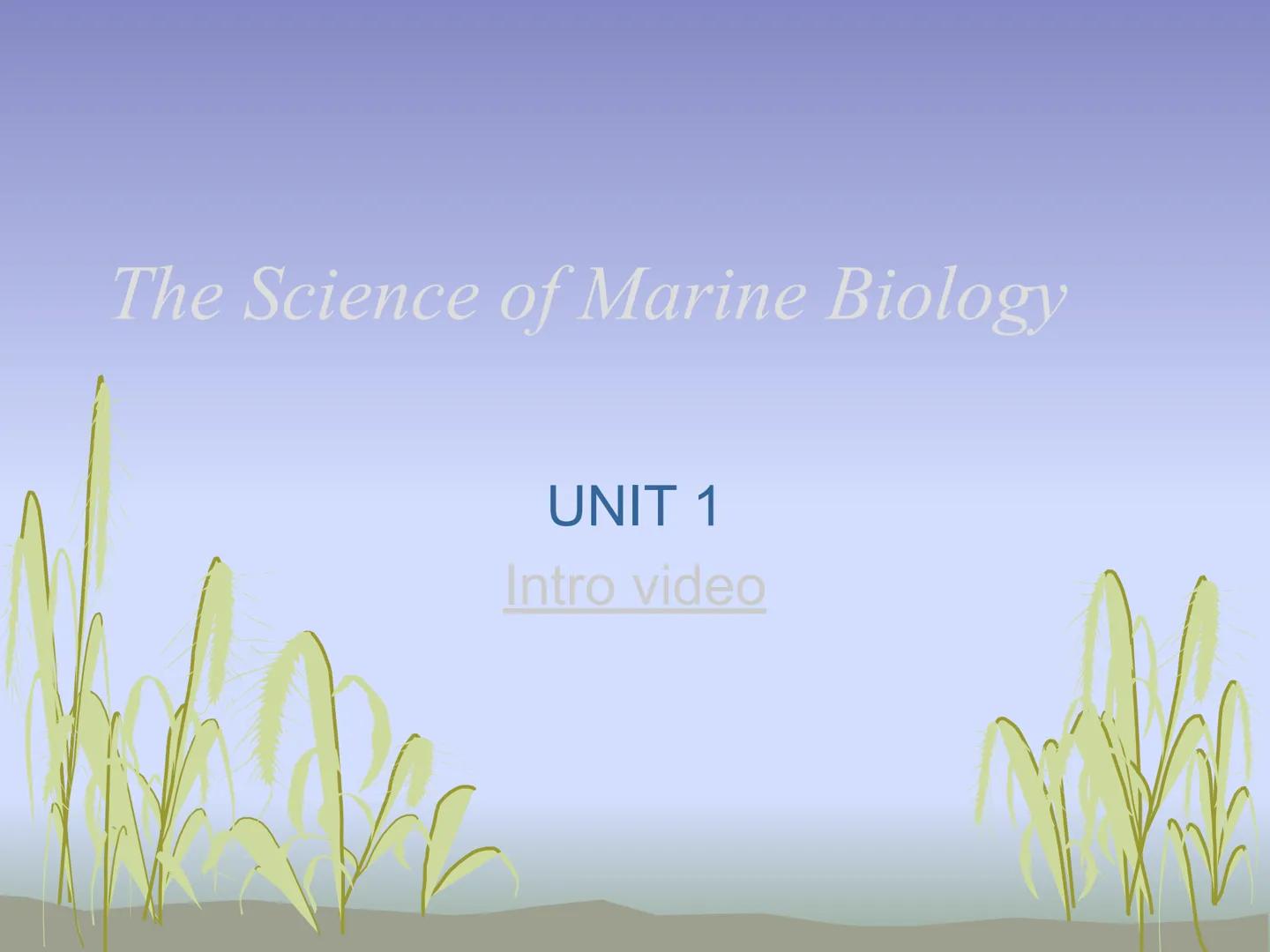 # The Science of Marine Biology

## UNIT 1

Intro video # What is Marine Biology

*   Scientific study of organisms of the seas
*   Marine b