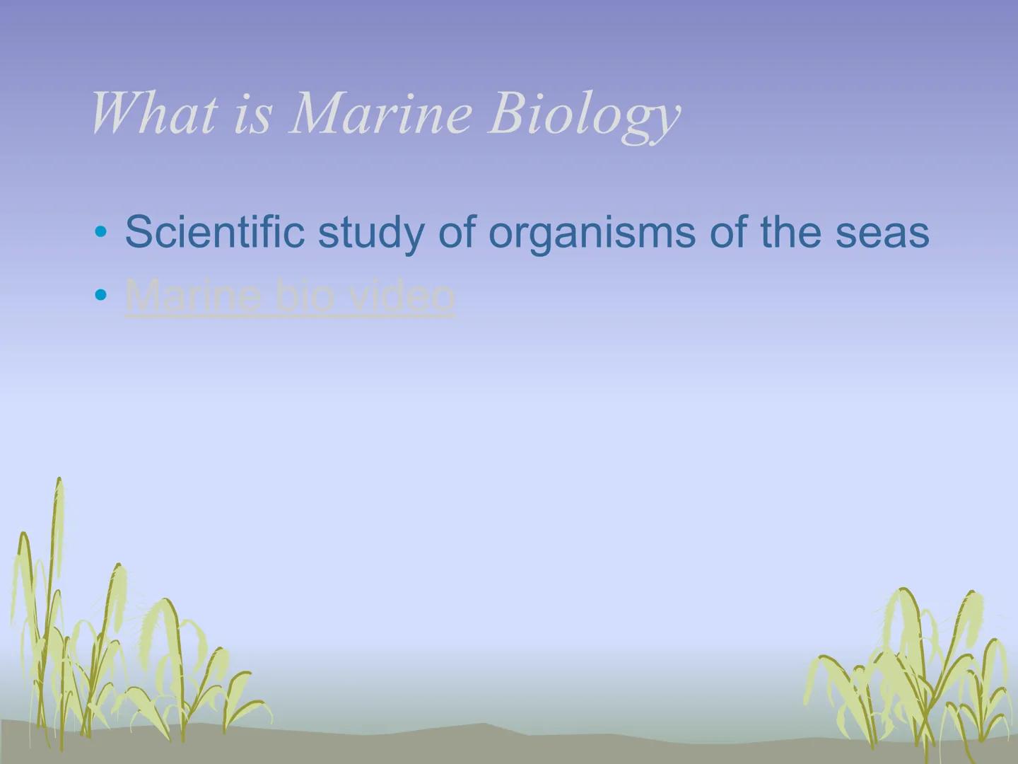# The Science of Marine Biology

## UNIT 1

Intro video # What is Marine Biology

*   Scientific study of organisms of the seas
*   Marine b