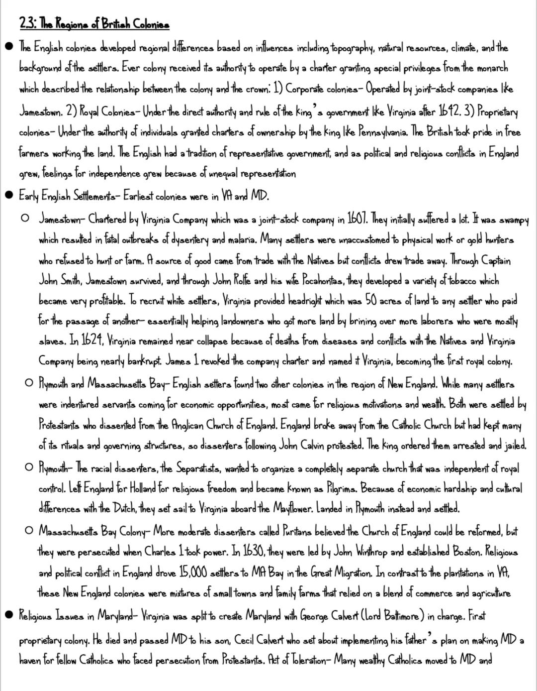 2.3: The Regions of British Colonies

•The English colonies developed regional differences based on influences including topography, natural