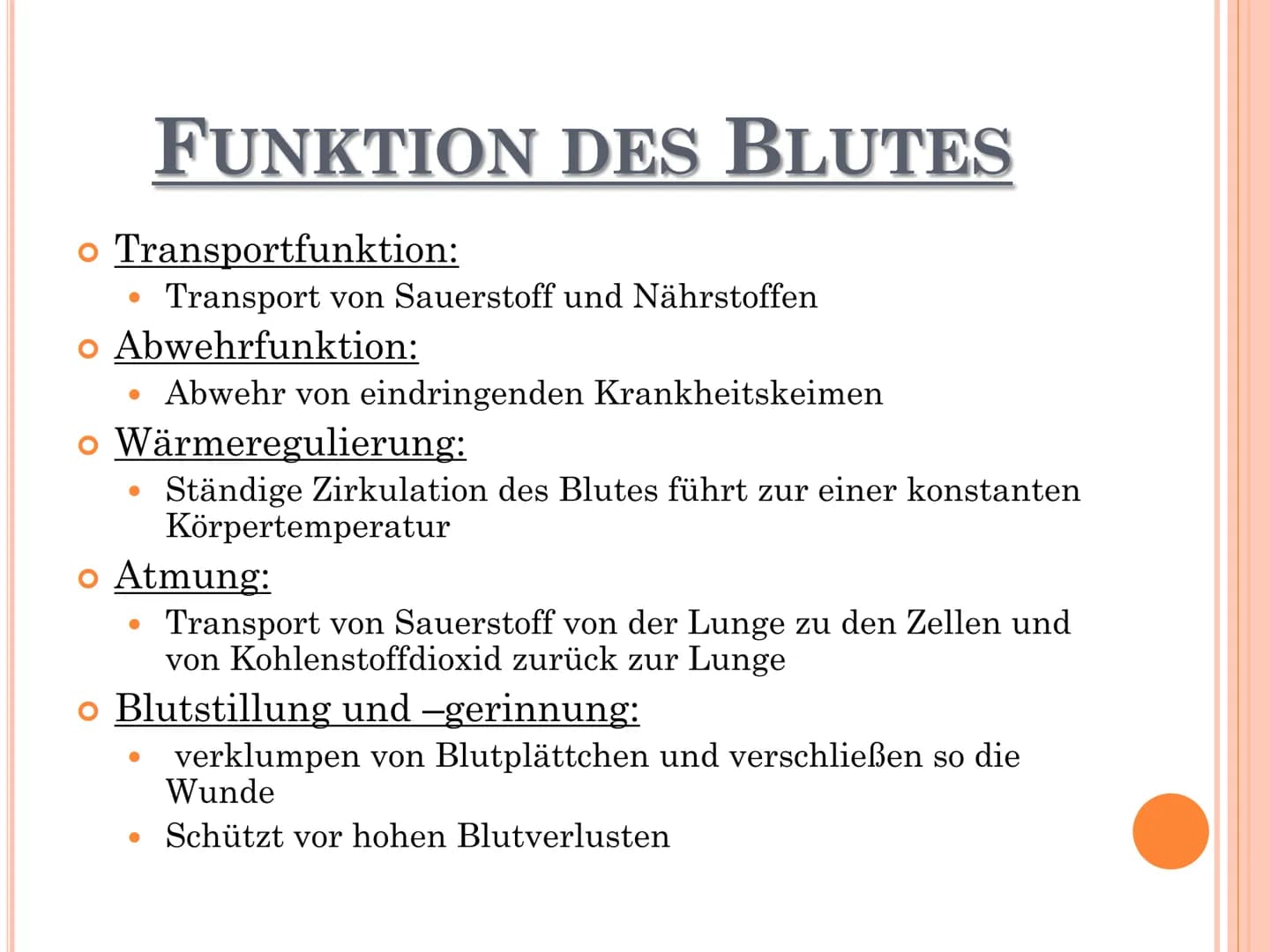 # DAS BLUT # GLIEDERUNG

*   Allgemeines über Blut
*   Bestandteile des Blutes
*   Funktionen des Blutes
*   Rote Blutzellen
*   Weiße Blutz