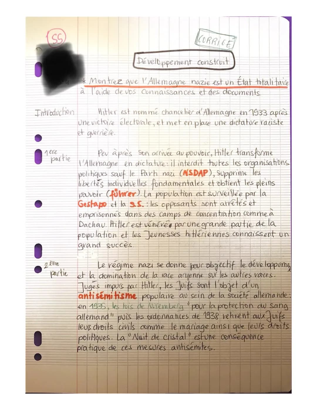 SS

CORRIGE

Développement construit

* Montrez que l'Allemagne nazie est un État totalitaire
à l'aide de vos Connaissances et des documents