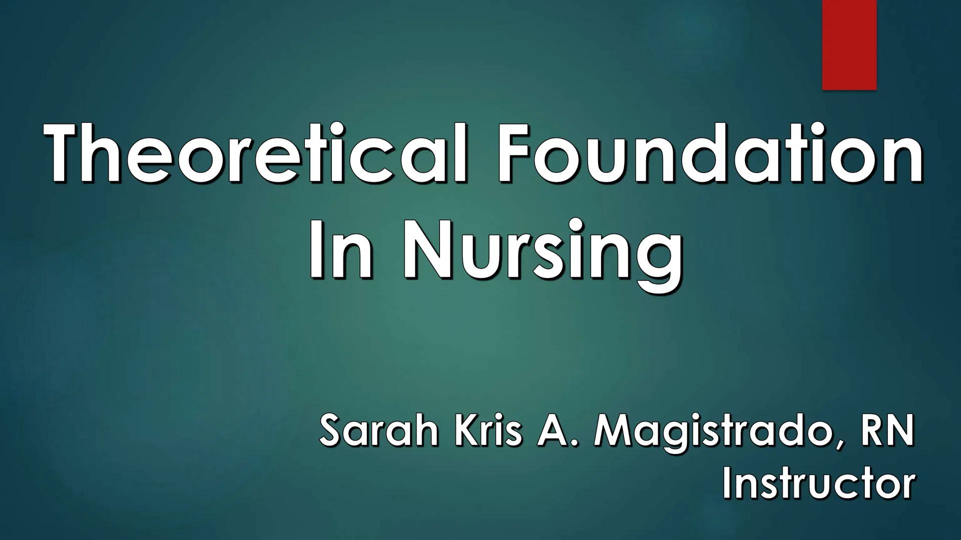 # INTRODUCTION TO
# NURSING THEORY

* NURSING THEORIES ARE ORGANIZED BODIES
OF KNOWLEDGE TO DEFINE WHAT NURSING IS,
WHAT NURSES DO, AND WHY 