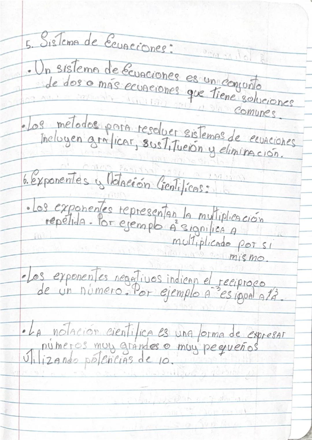 Notas de Algebra de 8° grado
1. Expreciones:
• Una exprecion es una combinacion de números,
variables y operaciones.
• Para simplificar una 