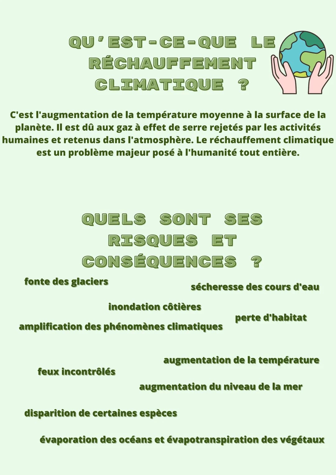 # CE QUI
# RISQUE
# D'ARRIVER
# A DÉJÀ
# COMMENCÉ
UNE
WORLD QU'EST-CE-QUE LE
RÉCHAUFFEMENT
CLIMATIQUE ?

C'est l'augmentation de la températ