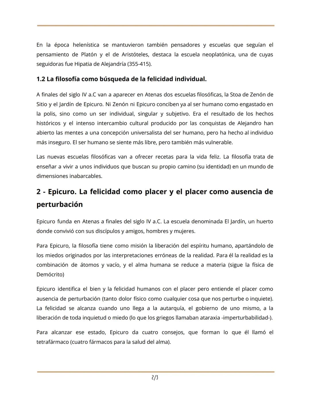 # Filosofía
Primer Trimestre 2º BAC

Tema 4. El desarrollo científico y las filosofías
morales de la época helenística

1 - El helenismo y l