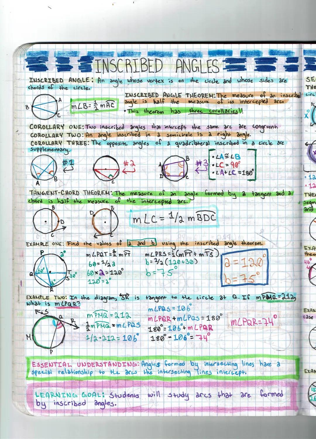
<p>An inscribed angle is an angle whose vertex is on the chords of the circle. It can be denoted using the symbol Ø. The measure of an insc