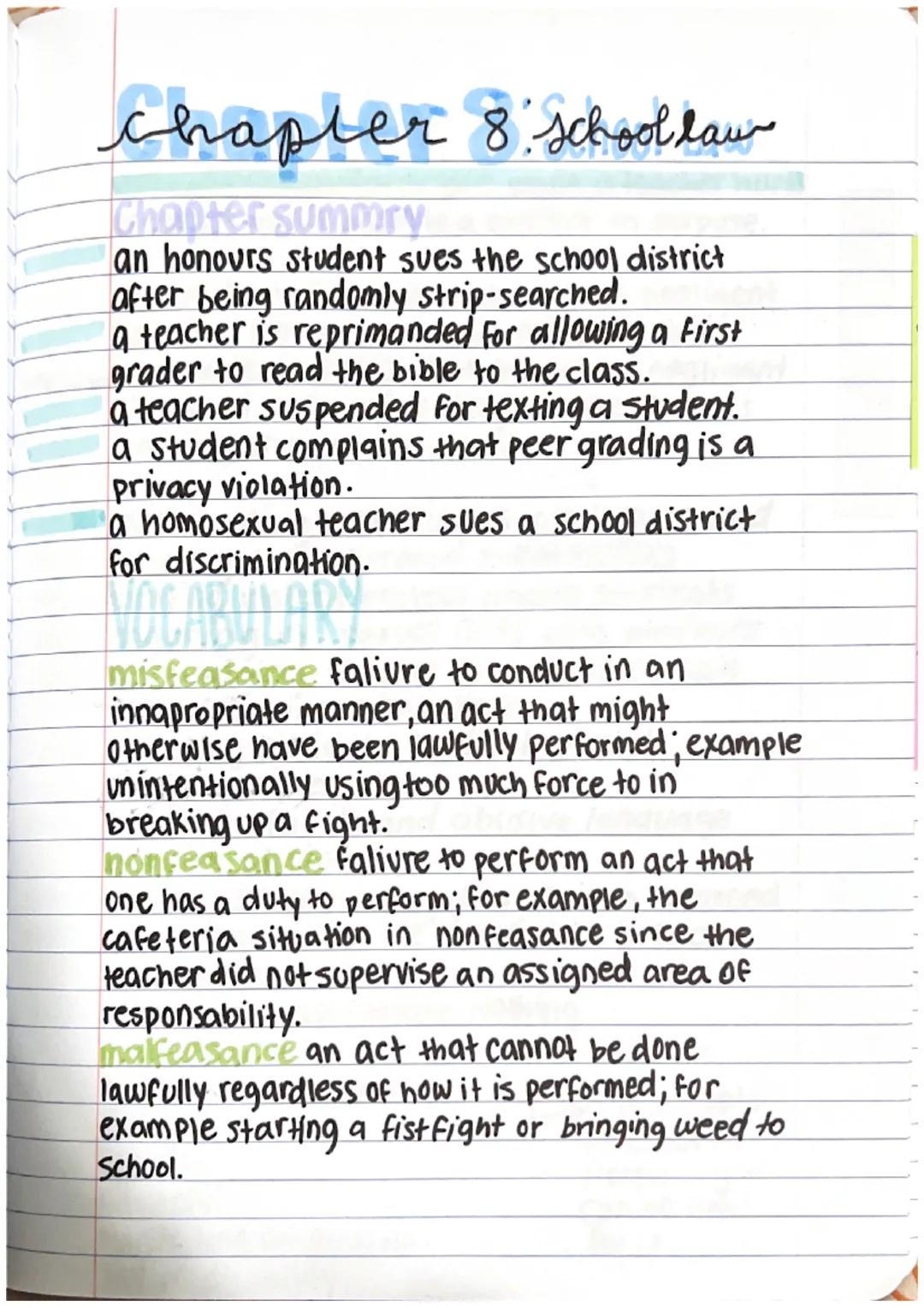 # chapter 8. school laur

Chapter summry

an honours student sues the school district
after being randomly strip-searched.
a teacher is repr