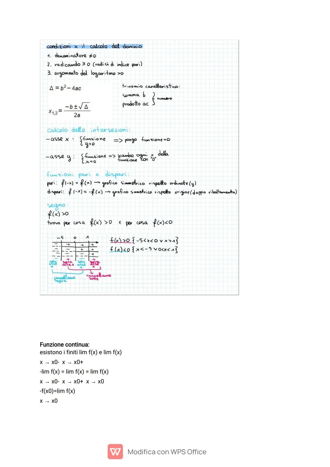 condizioni x il calcolo del dominio
1. denominatore ≠0
2. radicando≥0 (radici di indice pari)
3. argomento del logaritmo >0

$
\Delta = b^2-