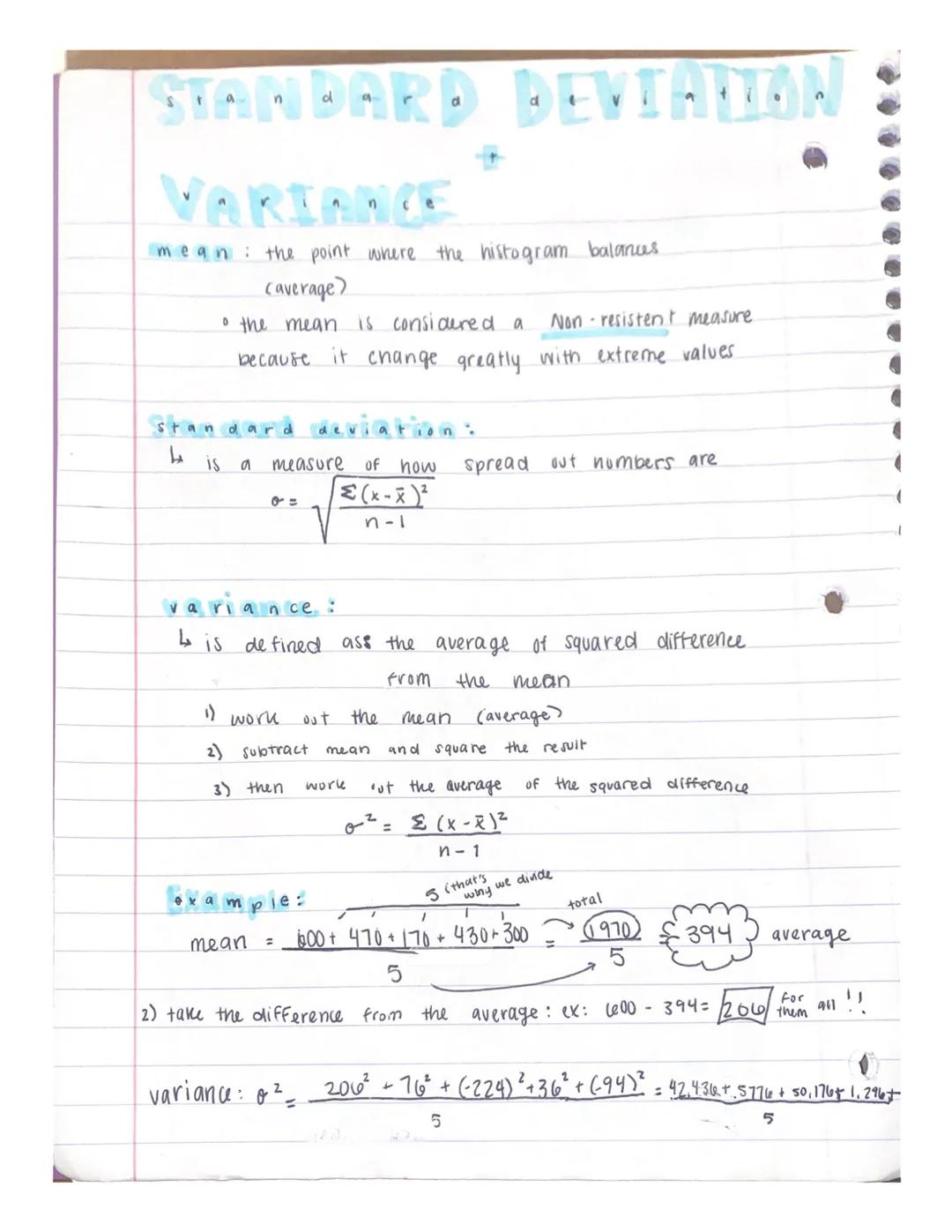 # STANDARD DEVIATION

# VARIANCE

mean : the point where the histogram balances
(average)

*   the mean is considered a Non-resistent measur