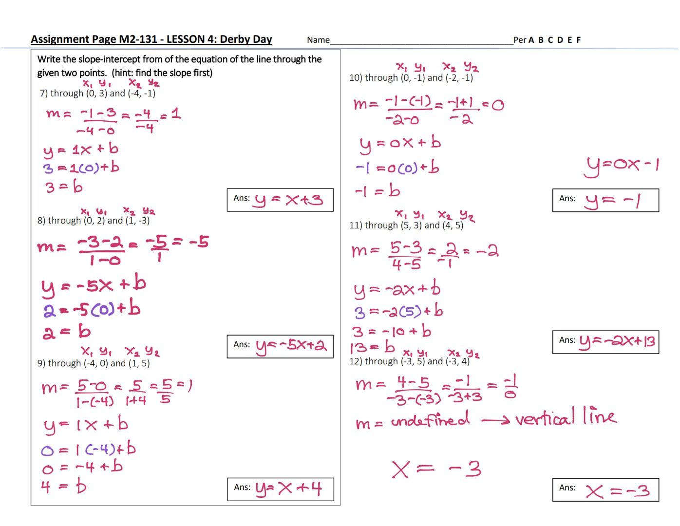 
<h2 id="practice">Practice</h2>
<p><strong>1) Linear Graph Analysis</strong></p>
<ul>
<li>Examine the linear graph and find the y-intercept