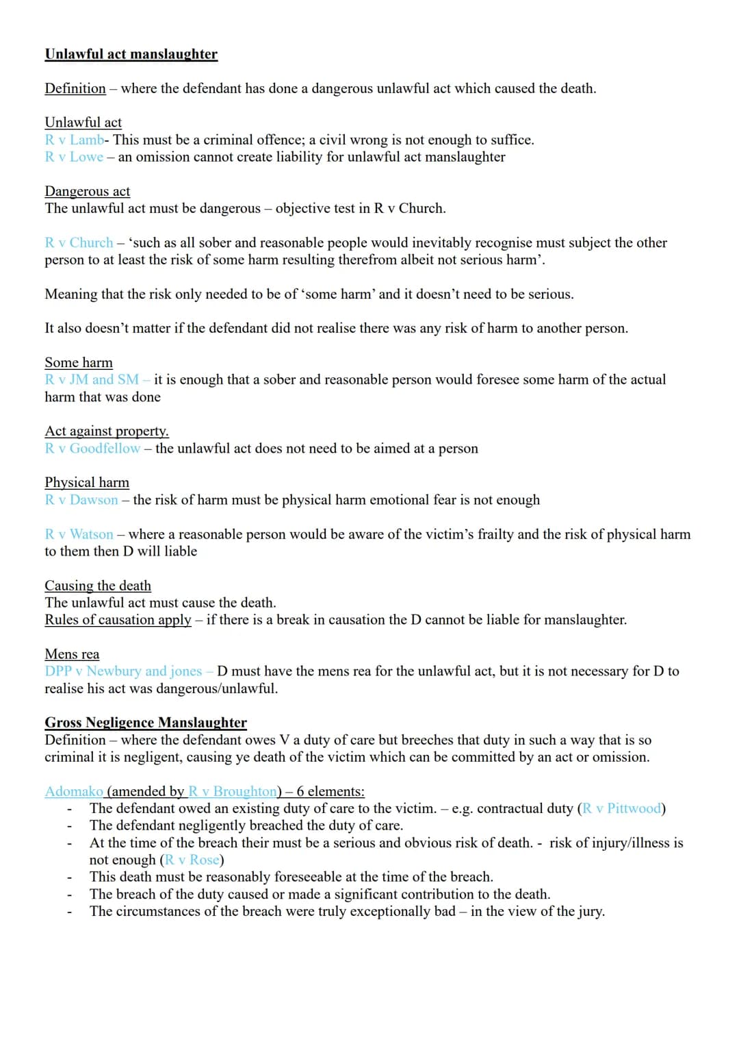 # criminal law - fatal offences

murder - homicide act 1957.

definition - the unlawful killing of a reasonable person in being with malice 