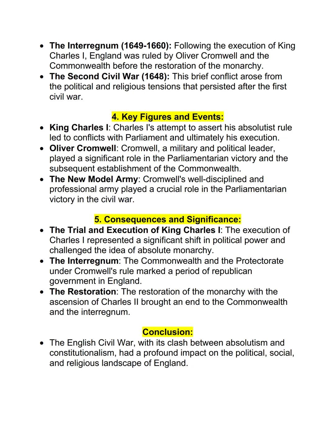 # Title: The English Civil War: Exploring Absolutism and
Constitutionalism in 17th Century England

## Introduction:

*   The English Civil 