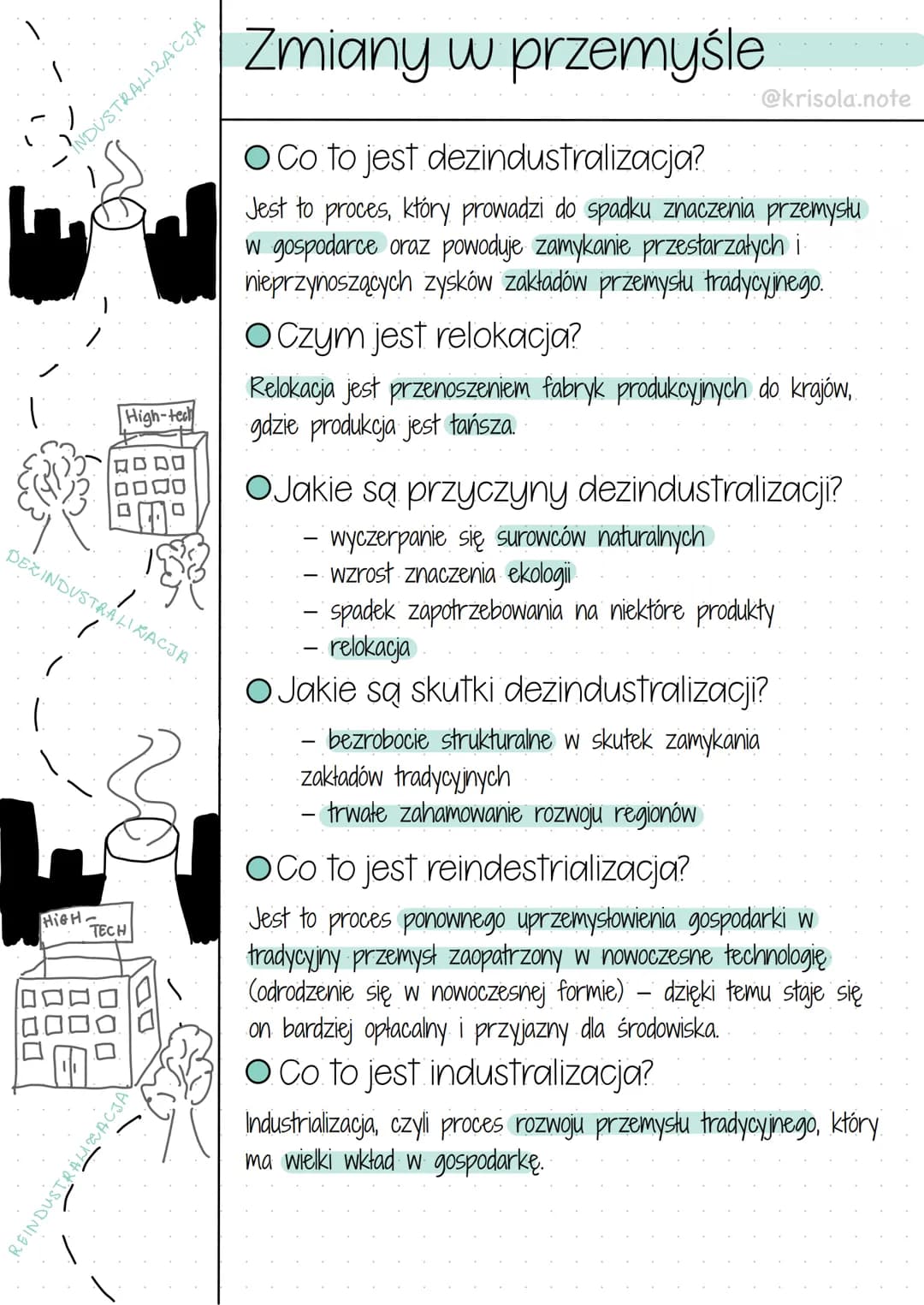 # Zmiany w przemyśle

@krisola.note

INDUSTRALIZACJA

O Co to jest dezindustralizacja?

Jest to proces, który prowadzi do spadku znaczenia p