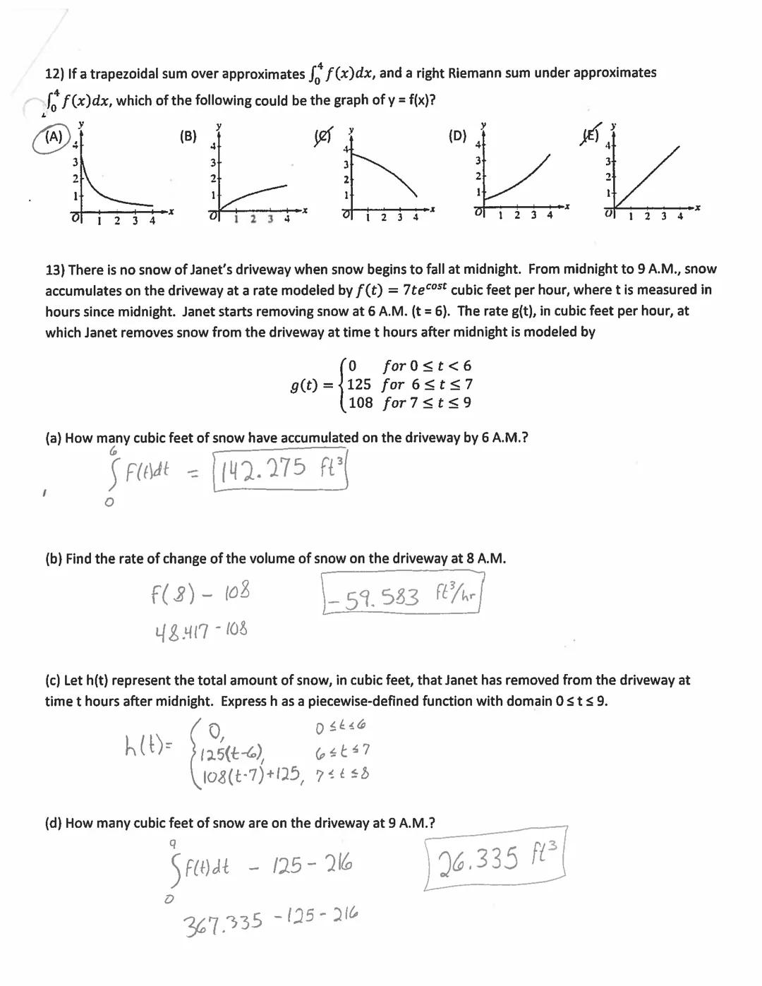 # Calculus AB Review Integrals, Area, FTC

1) $\int x^2 dx = \int x^{-2} dx$ $\frac{x^{-1}}{-1} + C$

Name: Answer Key

(A) In x² + C

(B) -