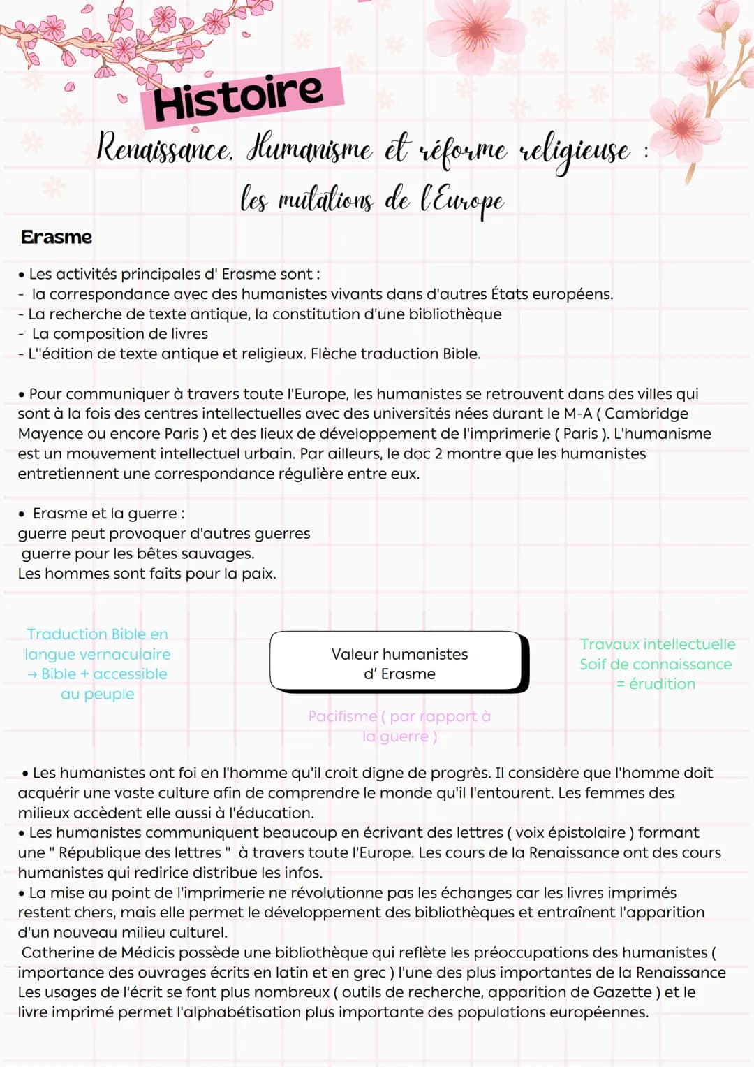 # Histoire

Renaissance. Humanisme et réforme religieuse :
les mutations de l'Europe

Définition

• La Renaissance naît en Italie dès le XIV