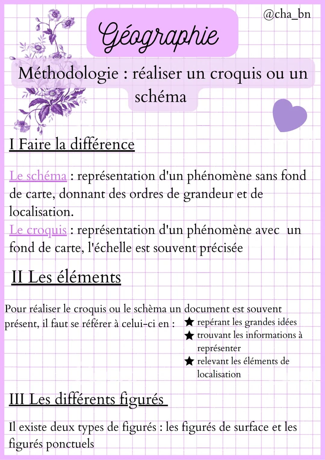 @cha_bn
# Géographie
## Méthodologie: réaliser un croquis ou un
schéma

## I Faire la différence

Le schéma: représentation d'un phénomène s