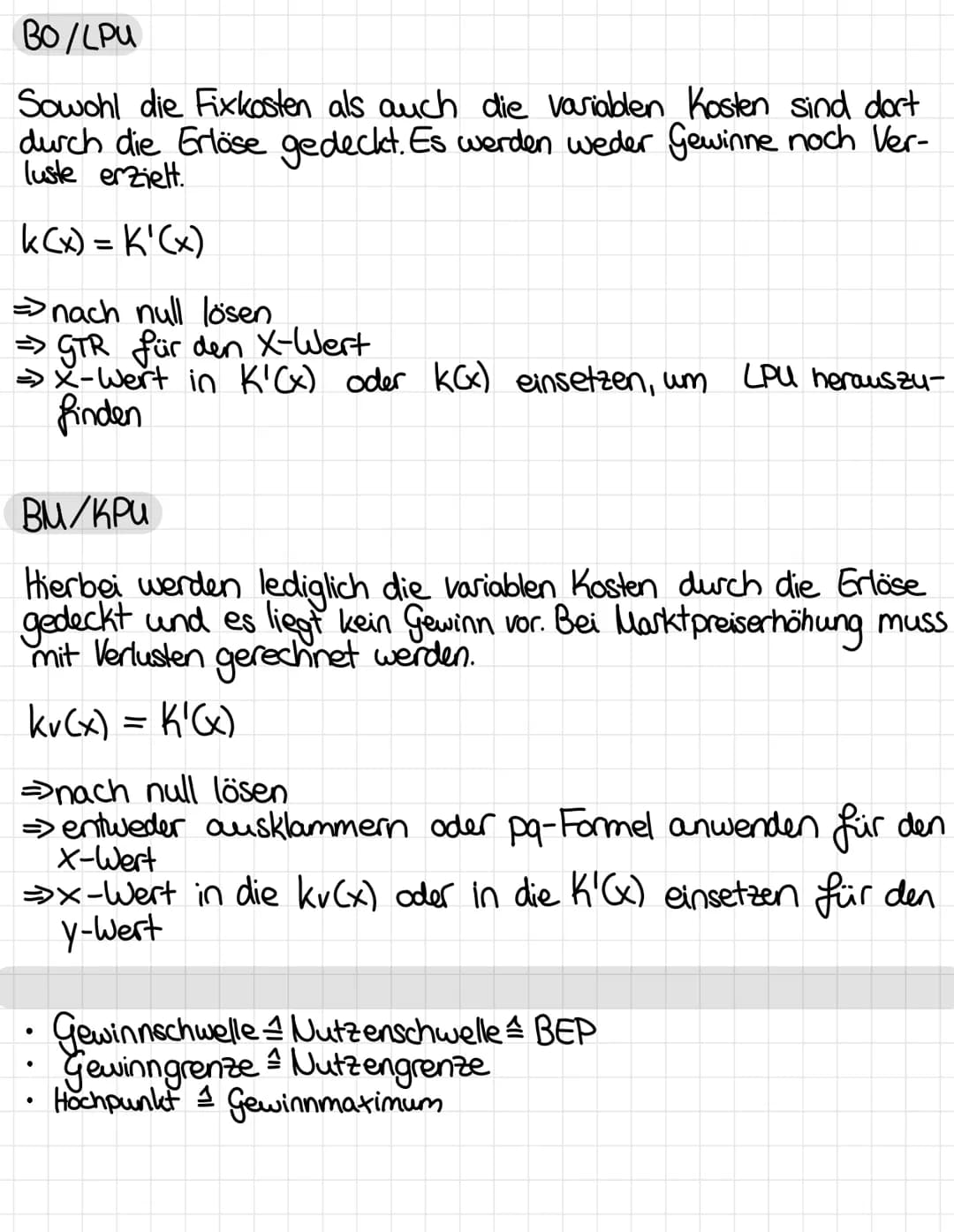 Themen

• Gewinnschwelle Nutzenschwelle BEP✓

• Gewinngrenze Nutzengrenze ✓

• Hochpunkt 1 Gewinnmaximum & Tiefpunkt ✓

• Cournotscher Punkt