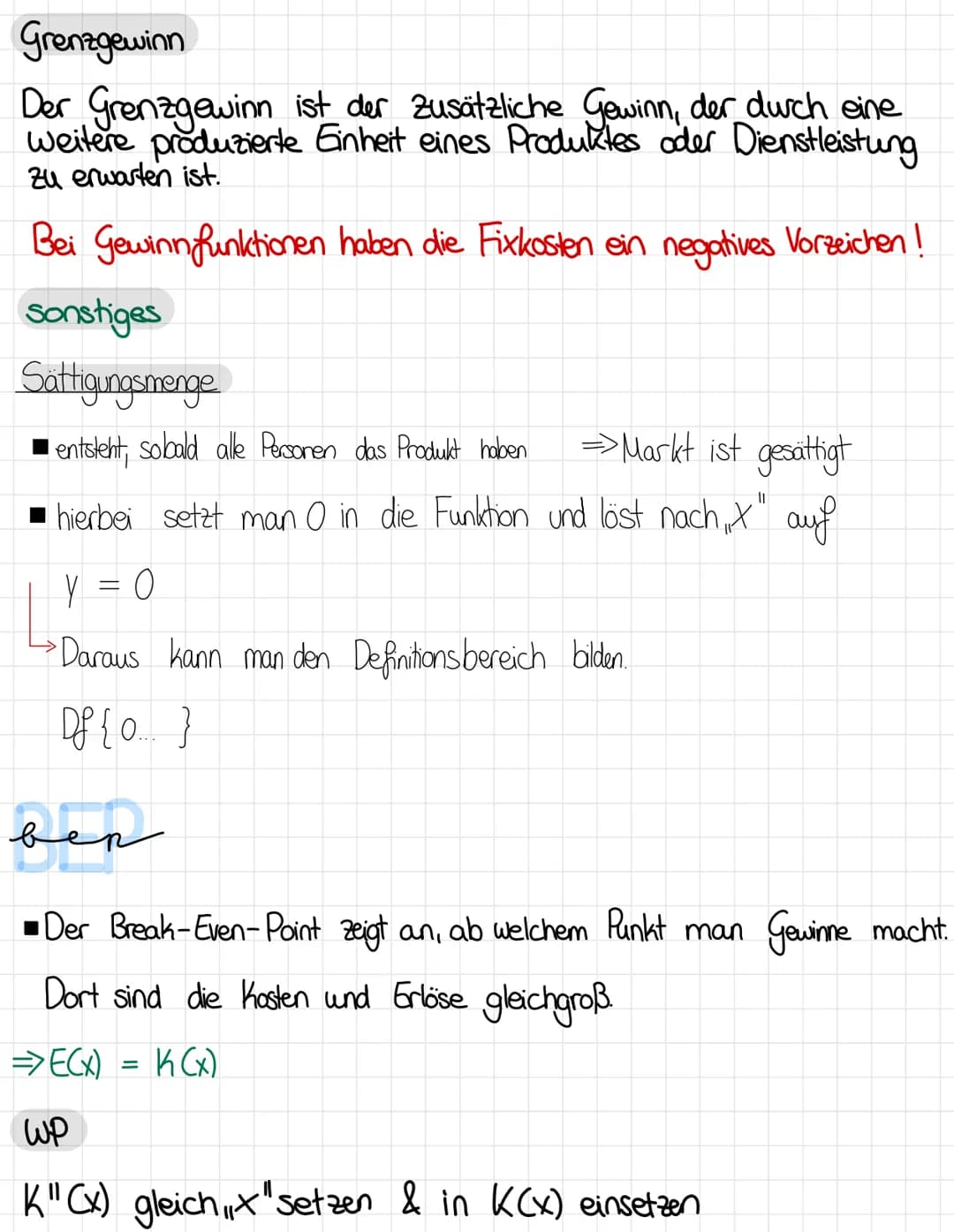 Themen

• Gewinnschwelle Nutzenschwelle BEP✓

• Gewinngrenze Nutzengrenze ✓

• Hochpunkt 1 Gewinnmaximum & Tiefpunkt ✓

• Cournotscher Punkt