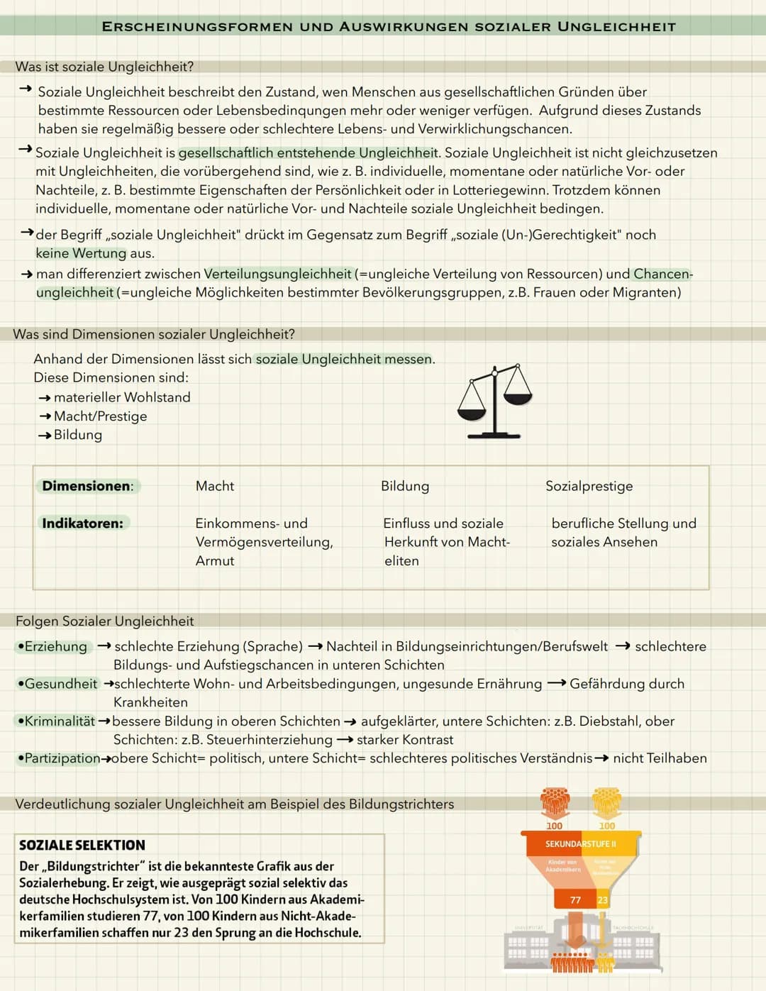 # ERSCHEINUNGSFORMEN UND AUSWIRKUNGEN SOZIALER UNGLEICHHEIT

Was ist soziale Ungleichheit?

→ Soziale Ungleichheit beschreibt den Zustand, w