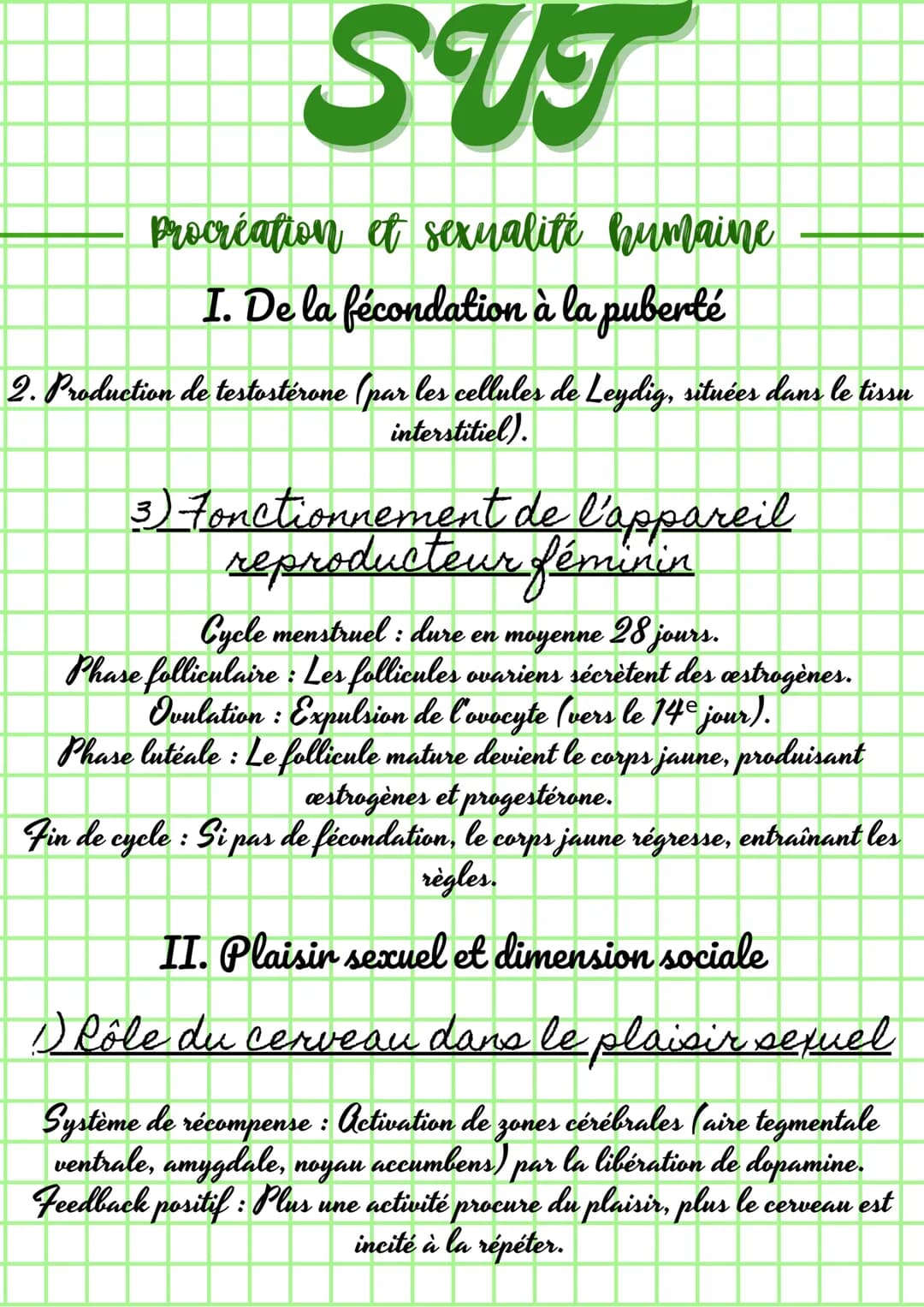 SUT

Procréation et sexualité humaine
I. De la fécondation à la puberté
1) Détermination du sexe génétique et
gonadique

Sexe génétique : Dé