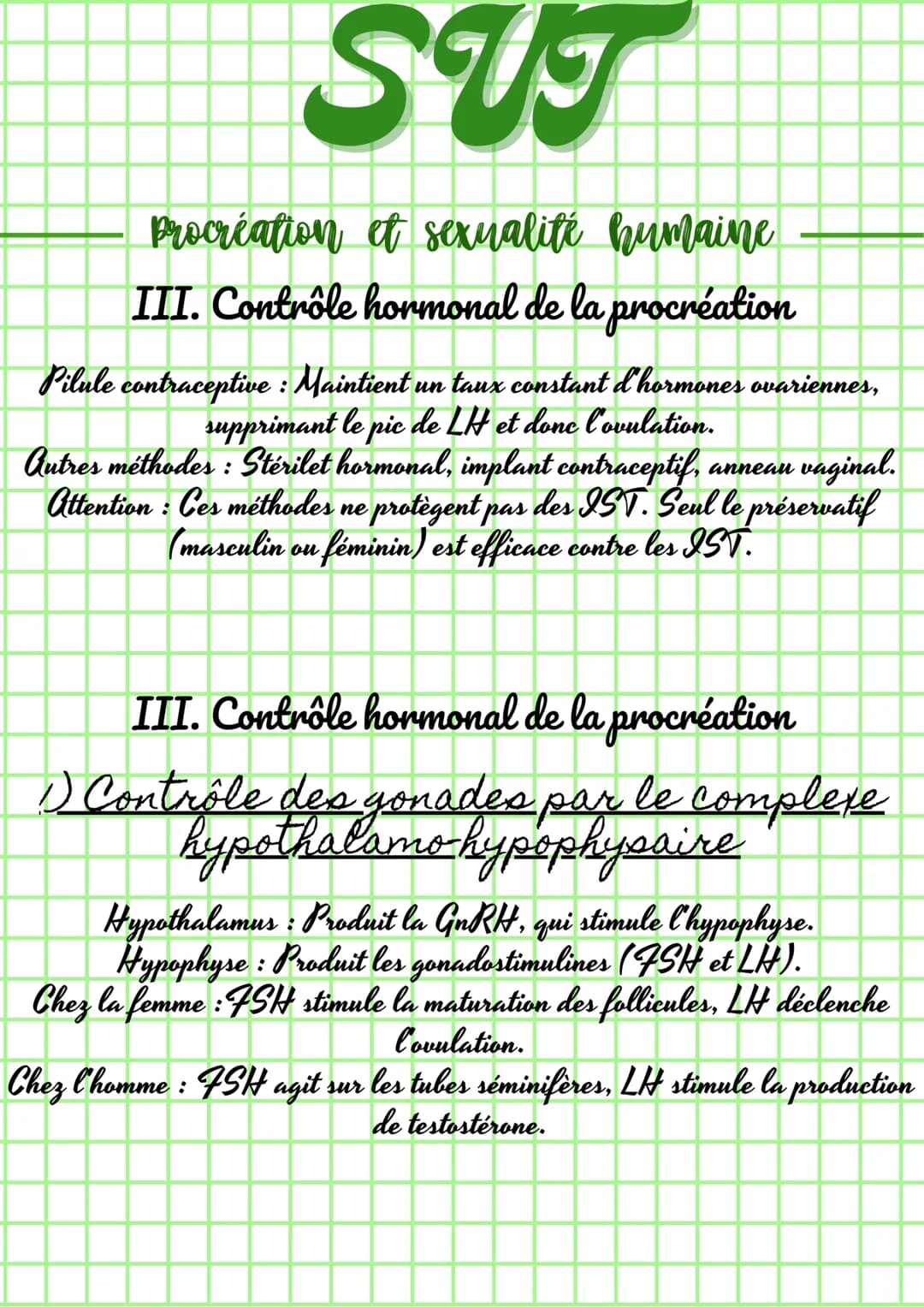 SUT

Procréation et sexualité humaine
I. De la fécondation à la puberté
1) Détermination du sexe génétique et
gonadique

Sexe génétique : Dé