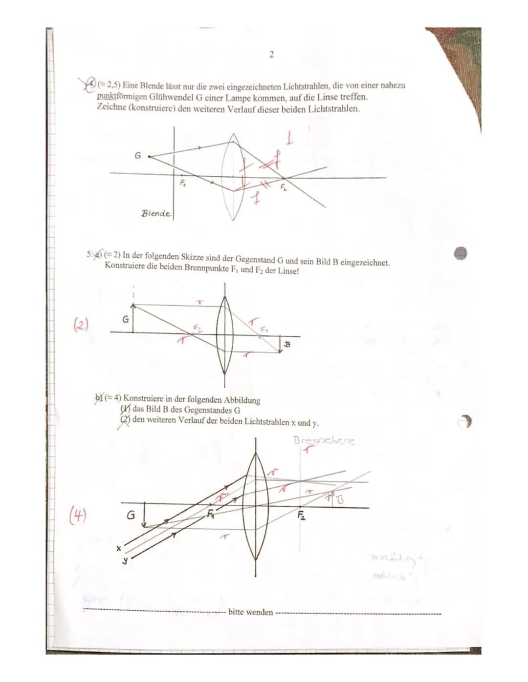 2. Physik-Klassenarbeit in Klasse 9d (G9)
1.6.2017
Name: cuantace

(2,5) Formuliere das Reflexionsgesetz für Lichtstrahlen bei Spiegeln.
(2)