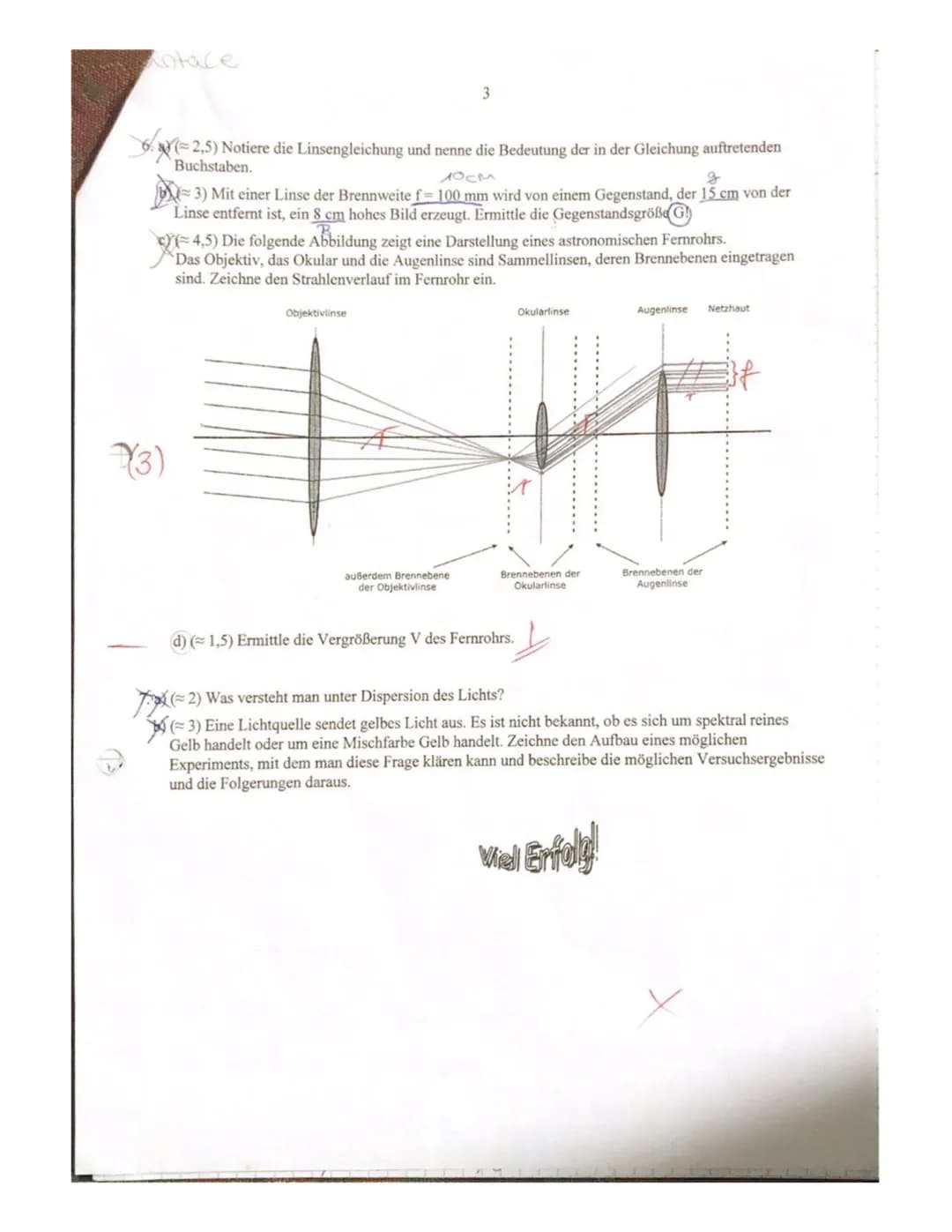 2. Physik-Klassenarbeit in Klasse 9d (G9)
1.6.2017
Name: cuantace

(2,5) Formuliere das Reflexionsgesetz für Lichtstrahlen bei Spiegeln.
(2)