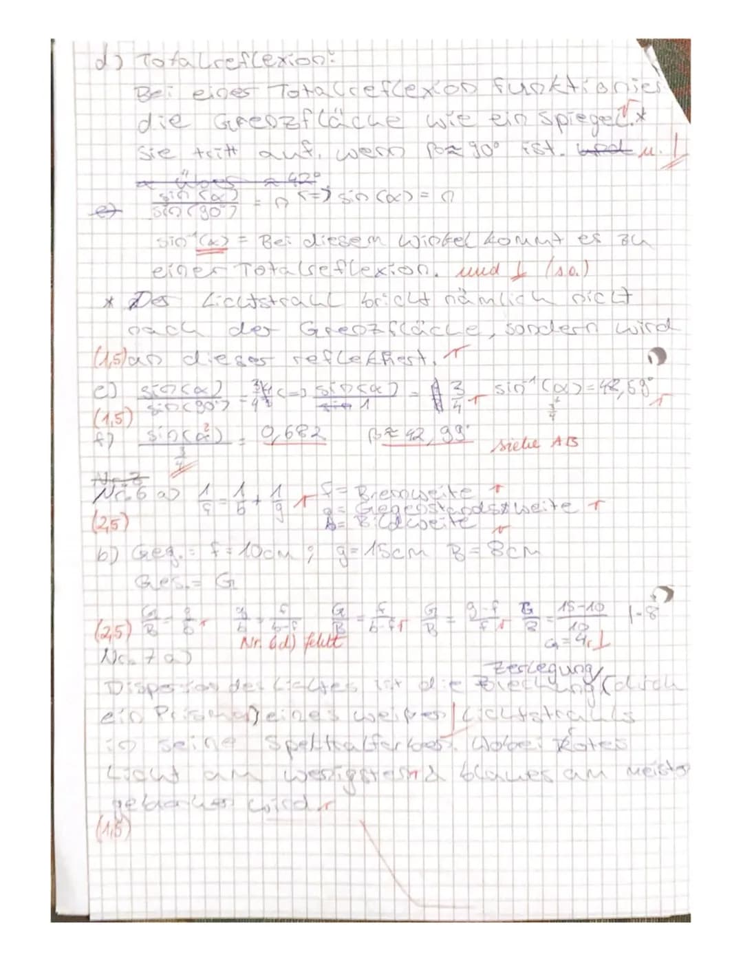 2. Physik-Klassenarbeit in Klasse 9d (G9)
1.6.2017
Name: cuantace

(2,5) Formuliere das Reflexionsgesetz für Lichtstrahlen bei Spiegeln.
(2)