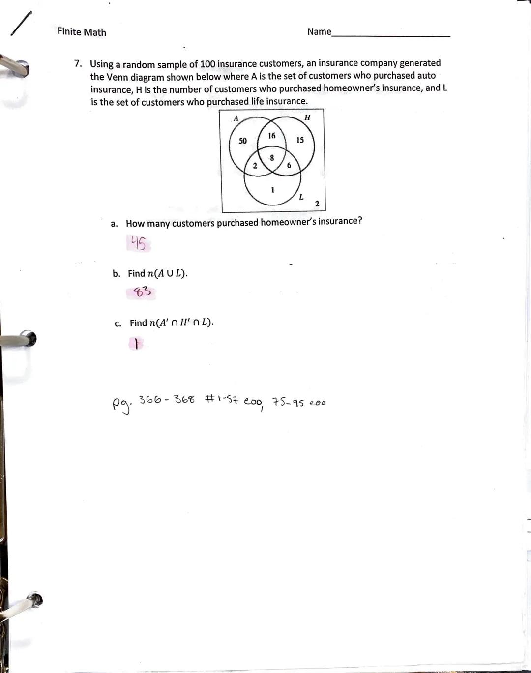 Finite Math

Chapter 7 Reference Sheet

$n(AUB) = n(A) + n(B)-n(A ∩ B)$

If 2 dice are rolled:

Deck of cards:

A

24

34

24

2

24

34

34