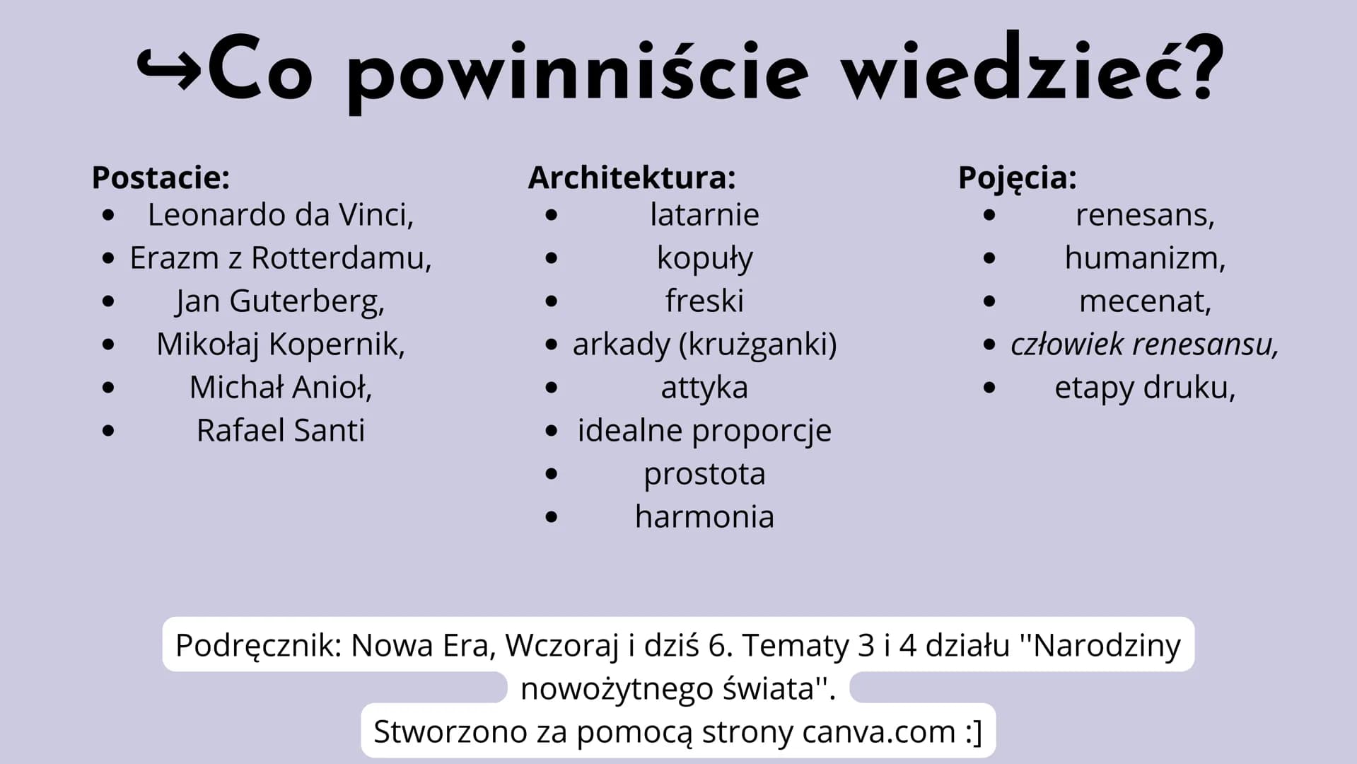 # Renesans

w Europie

Renesans (fr.) - odrodzenie

Renesans to okres w kulturze i sztuce europejskiej
trwający od XIV wieku do końca XVI st
