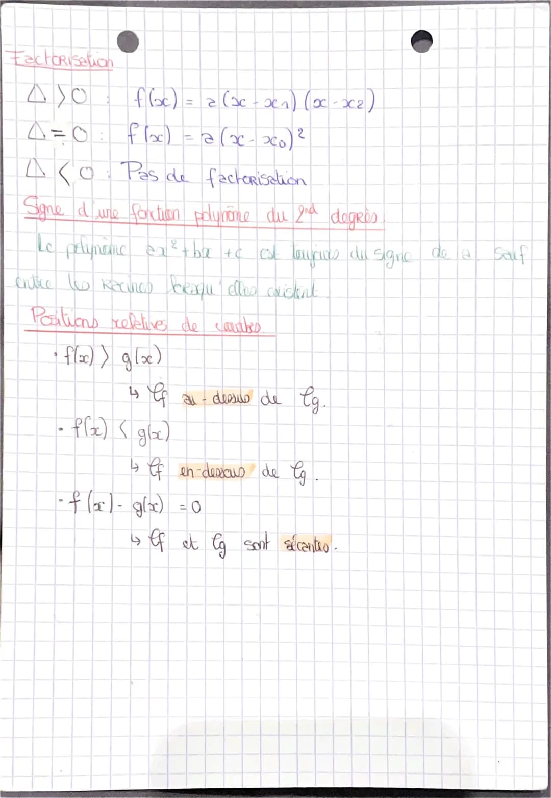 # hop 1. Polynome du 2nd degrès
Mere
2x²+bx+c <=> alx = x)² + B
Fame concinque

Les coordonnées du sommet de la parabole de of sont (a; B)

