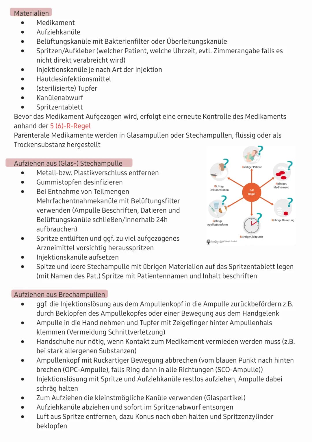 # 1. Definition
Als Injektion bezeichnet man die parenterale Verabreichung von Medikamenten oder
anderen Stoffen nach Arztanordnung in das G