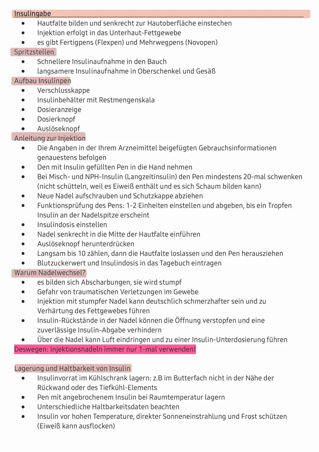 # 1. Definition
Als Injektion bezeichnet man die parenterale Verabreichung von Medikamenten oder
anderen Stoffen nach Arztanordnung in das G