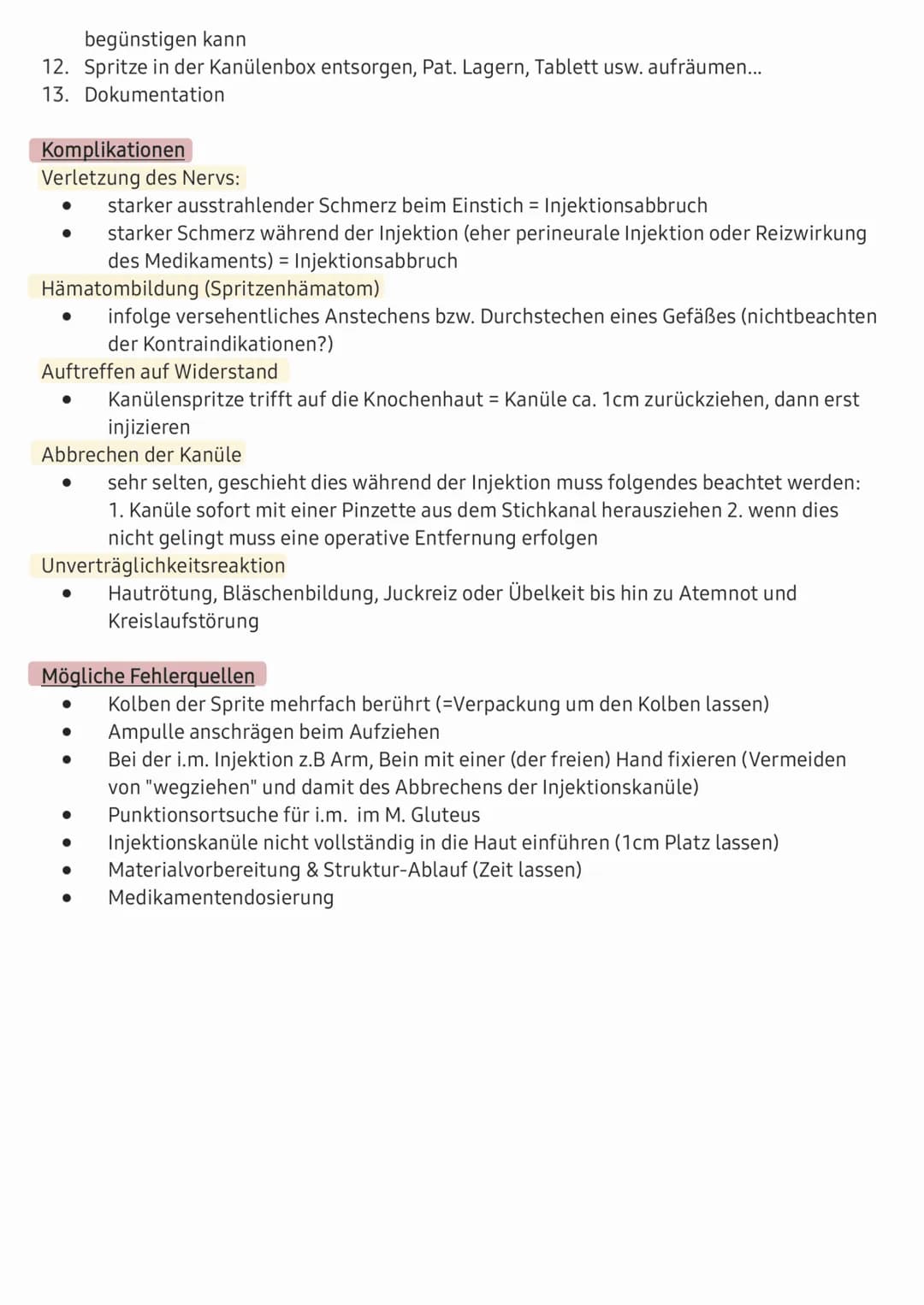 # 1. Definition
Als Injektion bezeichnet man die parenterale Verabreichung von Medikamenten oder
anderen Stoffen nach Arztanordnung in das G