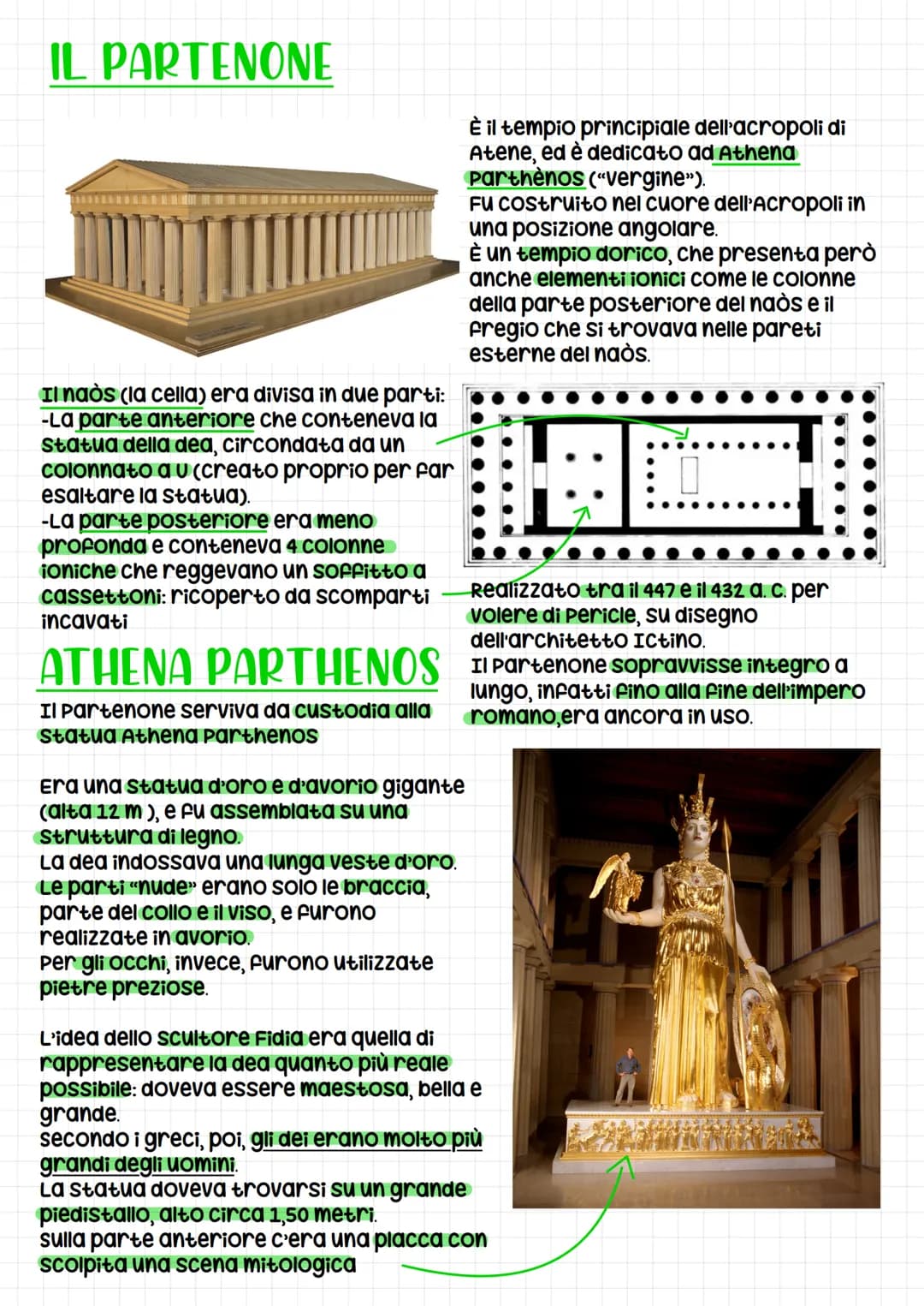 # IL PARTENONE

Il naòs (la cella) era divisa in due parti:
-La parte anteriore che conteneva la
statua della dea, circondata da un
colonnat