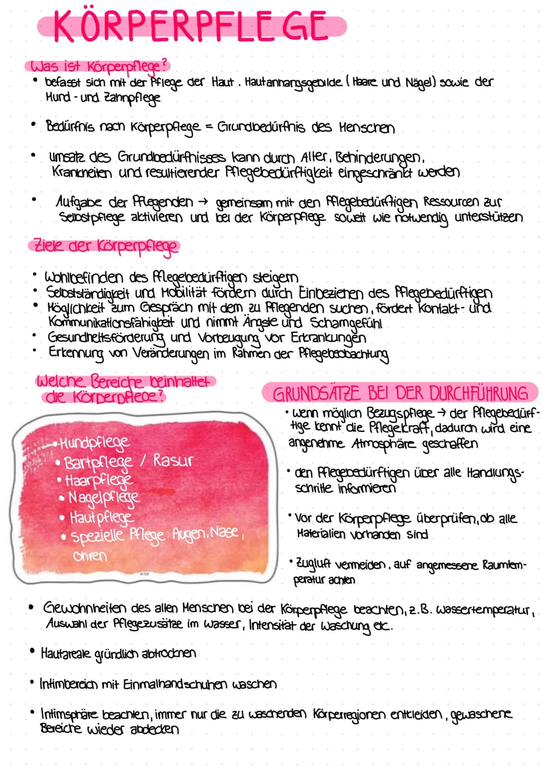 # KÖRPERPFLEGE

Was ist Körperpflege?
*   befasst sich mit der Pflege der Haut. Hautannangsgebilde (Haare und Nägel) sowie der
Hurd-und Zahn