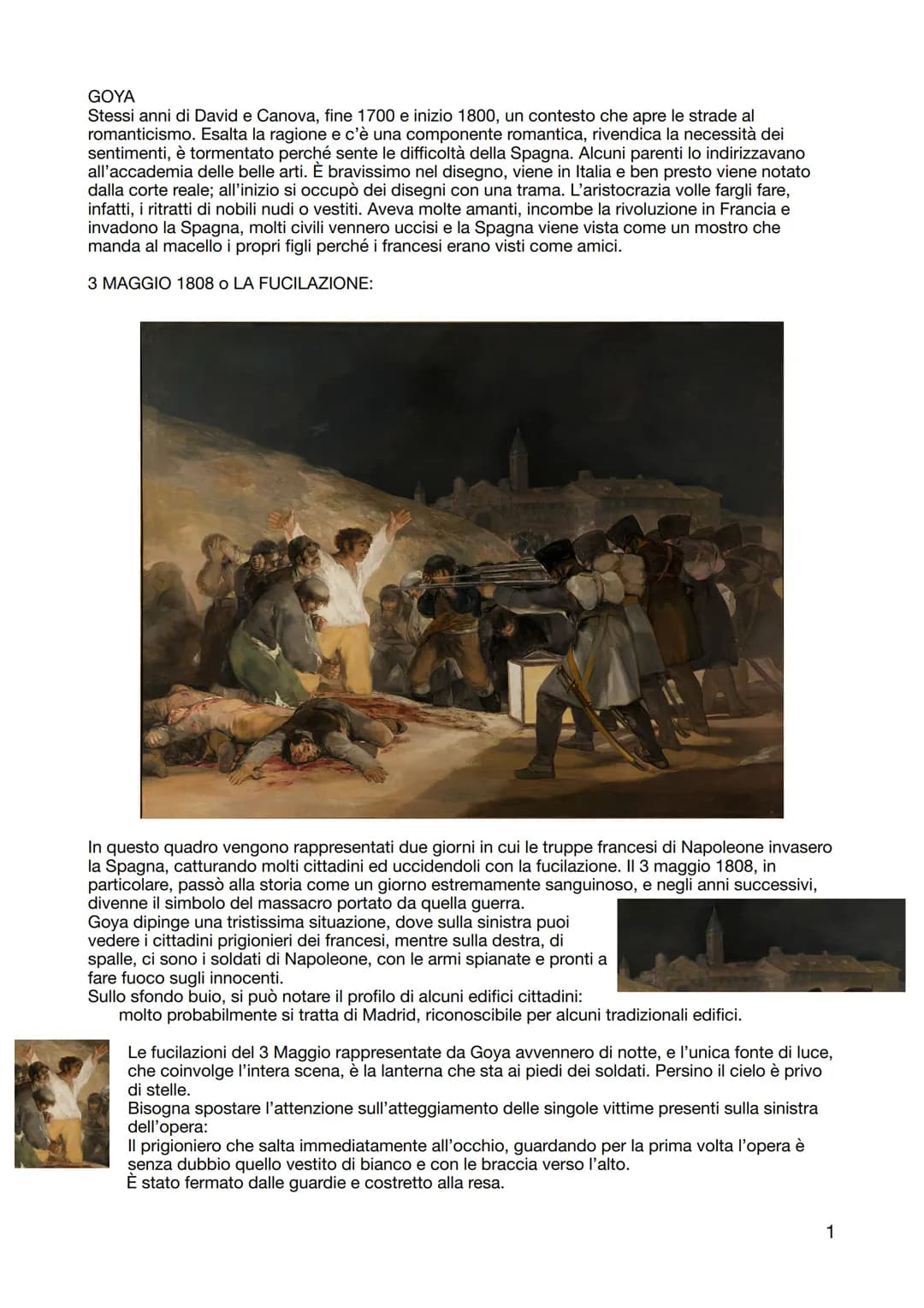 GOYA

Stessi anni di David e Canova, fine 1700 e inizio 1800, un contesto che apre le strade al
romanticismo. Esalta la ragione e c'è una co