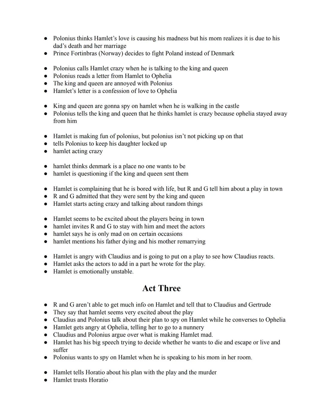 # Hamlet's Happenings

## Act One

- guards on night watch, and then a ghost appears and everyone's kinda freaked out and
they're like which
