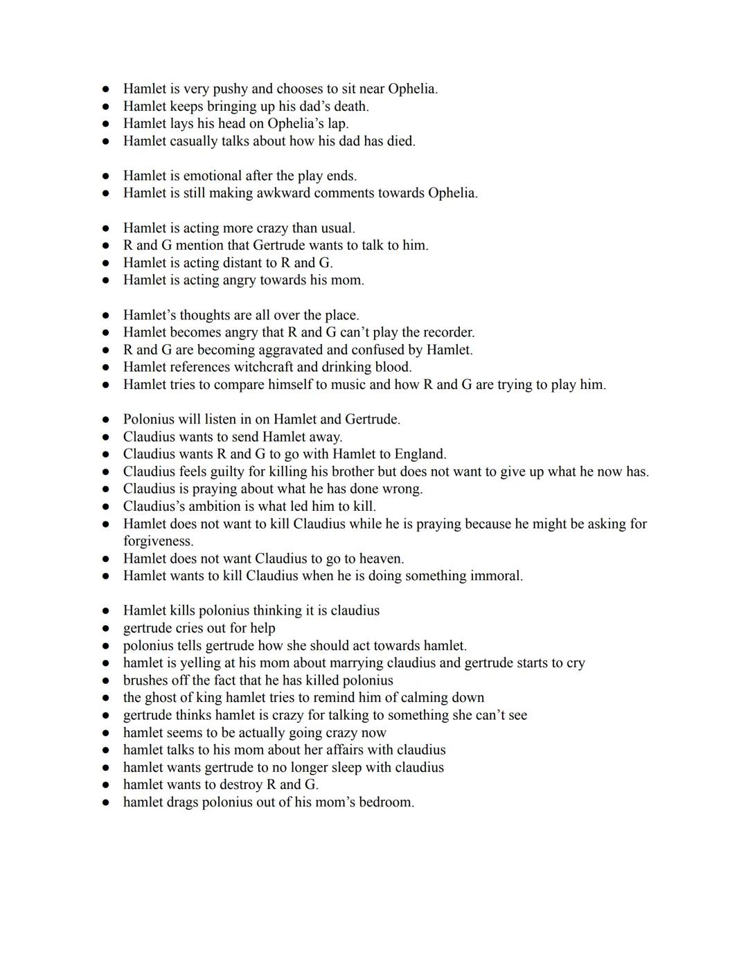 # Hamlet's Happenings

## Act One

- guards on night watch, and then a ghost appears and everyone's kinda freaked out and
they're like which