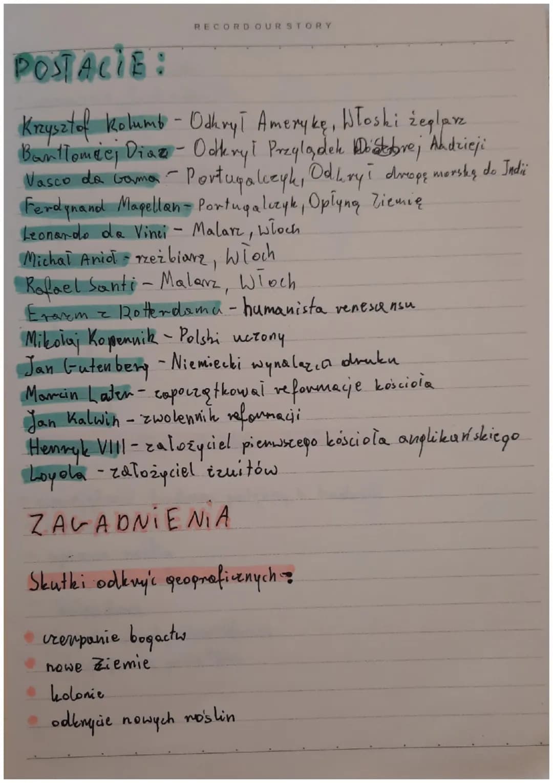 ## DATY:

ISTORY
# WYMAL-ANIA DO
## TESTUZ HISTORI

"Europa i świat wXV i XVI wieku"

1487-Odkrycie przylądka Dobrej Nadzieji przez Bartłomi
