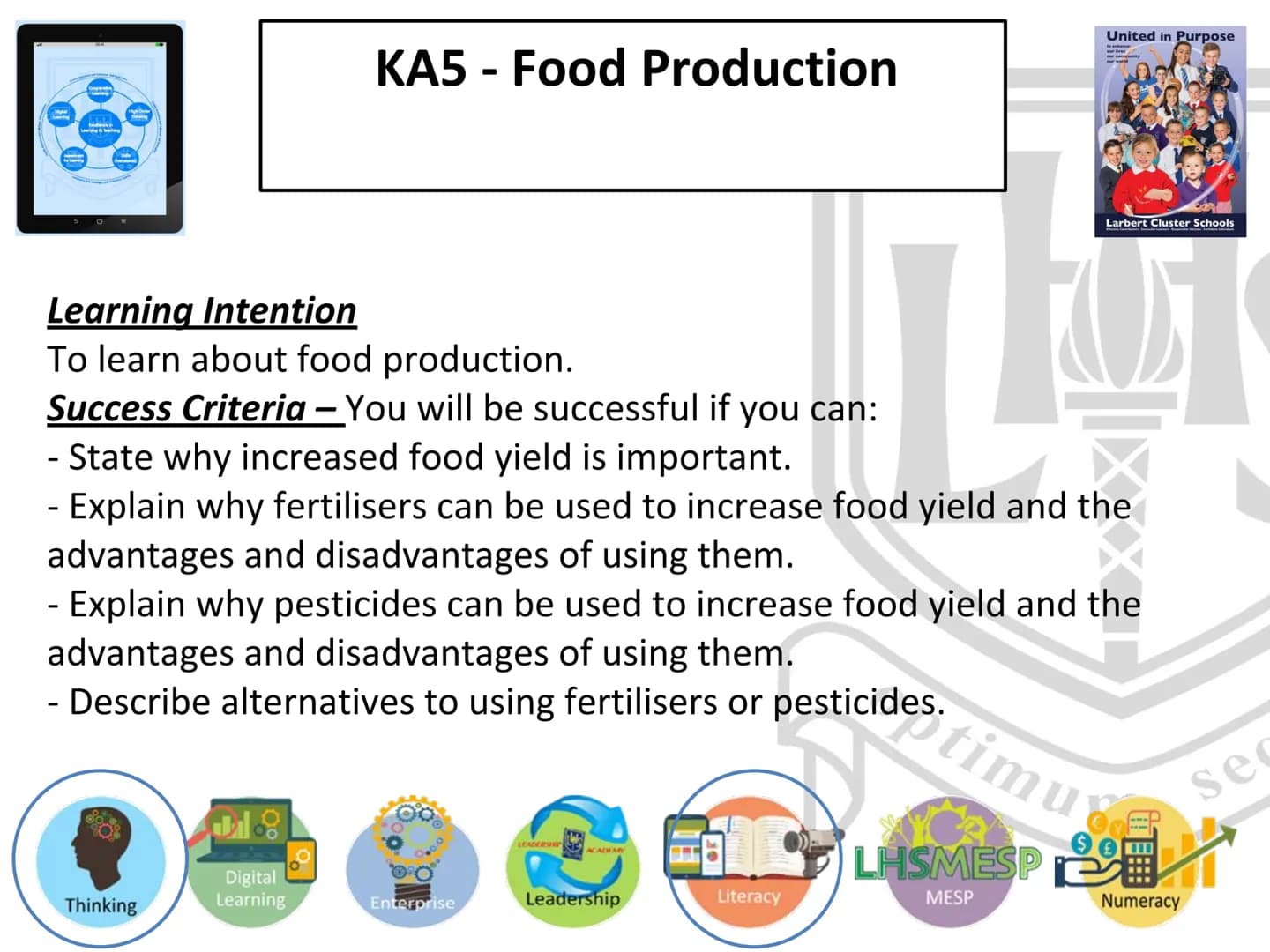 # N5 Unit 3 KA5
Food Production # N5 biology course

1. Cell Biology
2. Multicellular Organisms
3. Life on Earth Unit 3 – Life on Earth

1. 