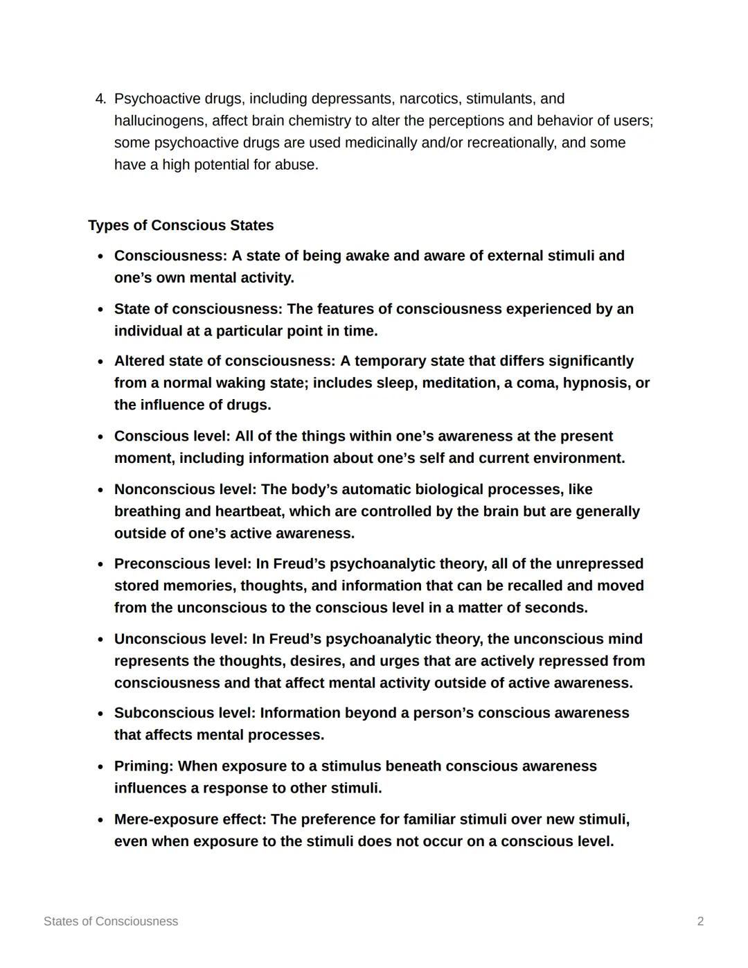 # States of Consciousness

States of Consciousness

Our states of consciousness change as we go through the day and night. There are
three m