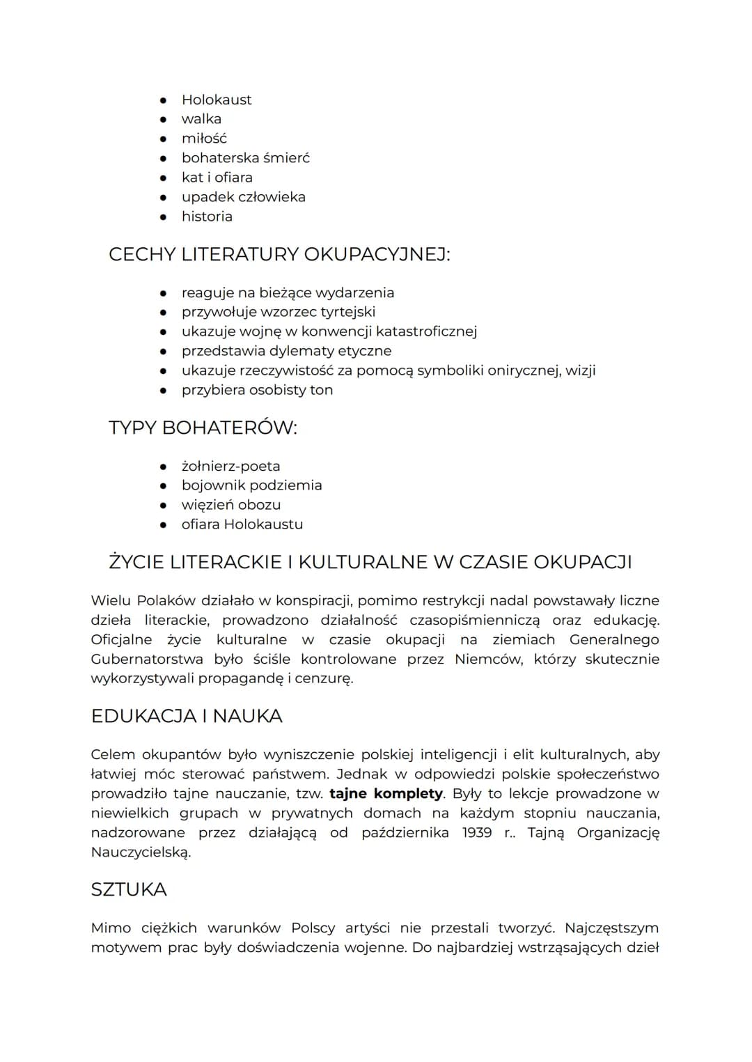 # LITERATURA WOJNY I OKUPACJI

CHRONOLOGIA

Ramy czasowe są ściśle związane z wybuchem i zakończeniem II wojny
światowej.

- początek: 1 wrz