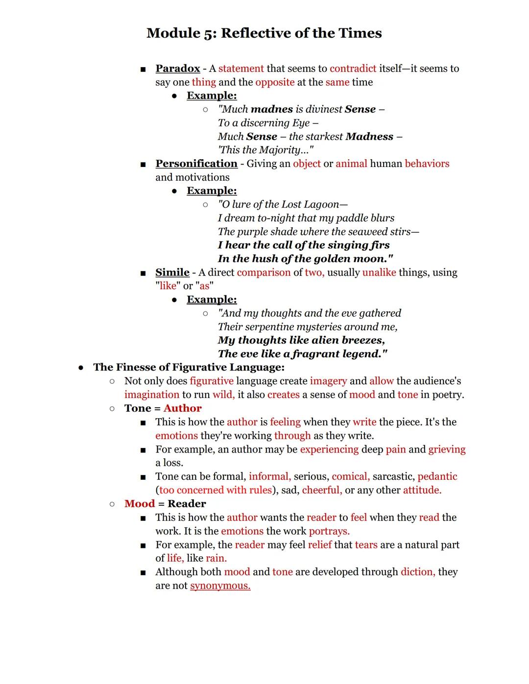 # Module 5: Reflective of the Times

In this module, you will learn how authors use verse (poetry) to share their unique
insight and reactio