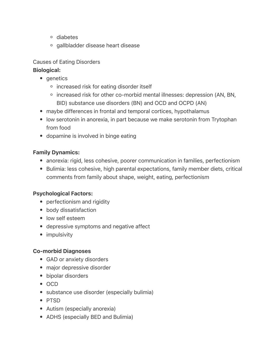 # Eating Disorders

Types of Eating Disorders

*   anorexia nervosa
*   bulimia nervosa
*   binge eating disorder
*   pica
*   rumination di