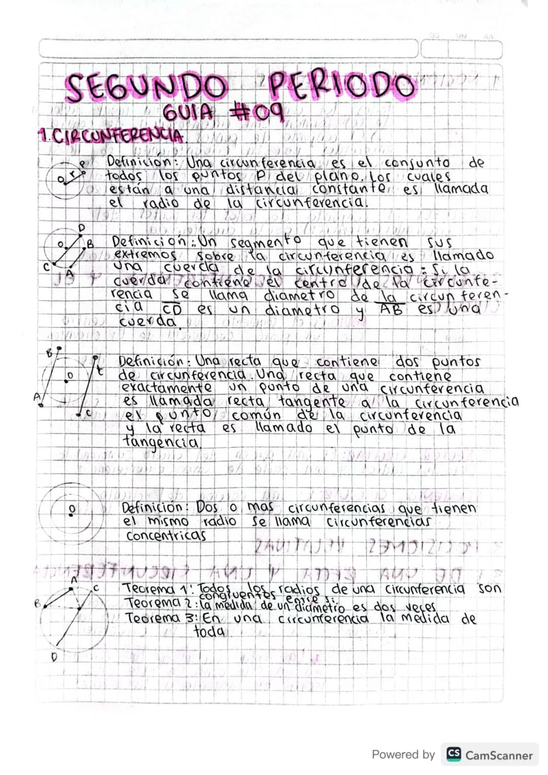 # SEGUNDO PERIODO

601A #09

1. CIRCUNFERENCIA

C

oro todos los puntos P del plano. Los cuales

• Definicion: Una circunferencia es el conj