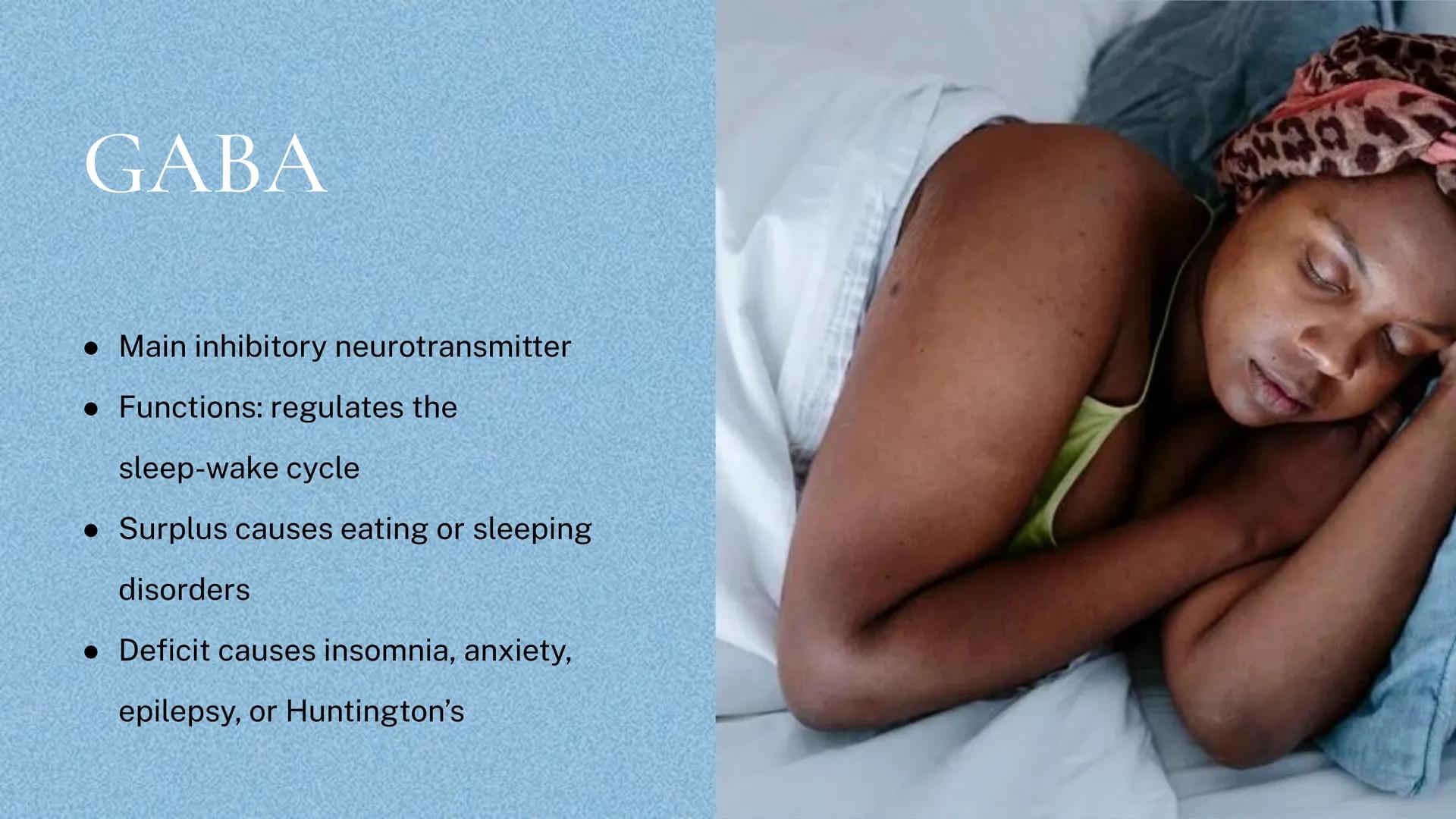 Different kinds of
Neurotransmitters Π

Acetylcholine

• Excitatory

• Functions: muscles, memory,
learning, and attention

• Surplus leads 